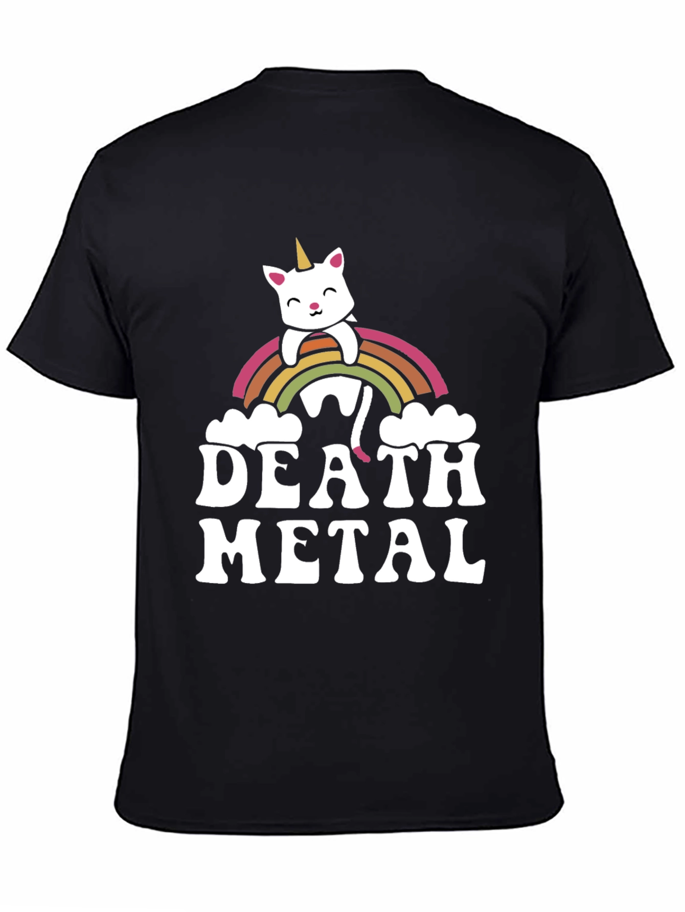 Death Metal Rainbow Unicorn Cat T-Shirt