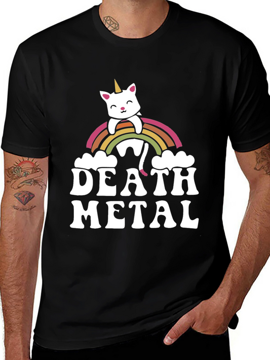 Death Metal Rainbow Unicorn Cat T-Shirt