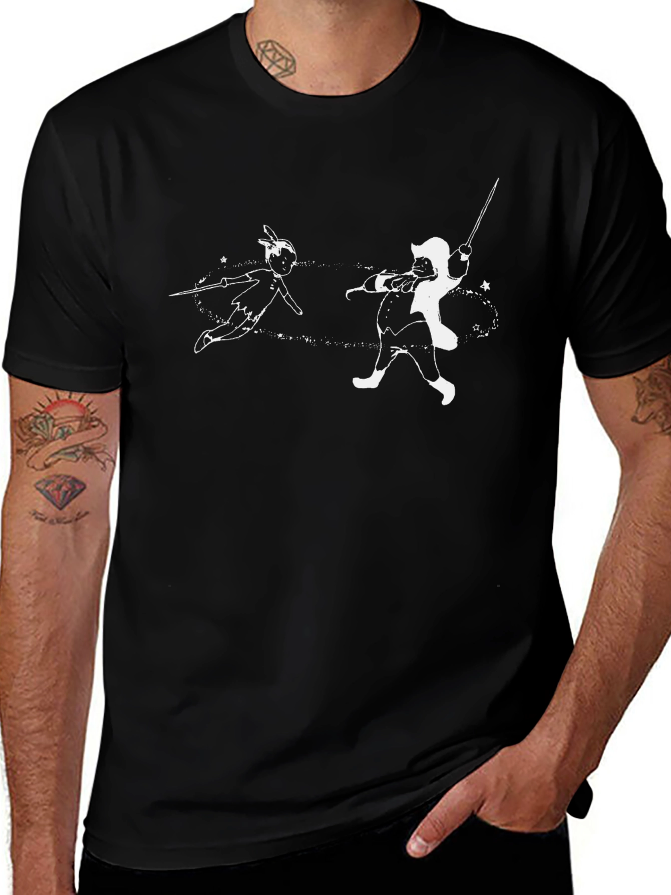 Peter Pan vs Captain Hook Black T-Shirt
