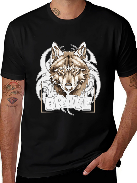 Brave Wolf Graphic Tee - Trendy Design