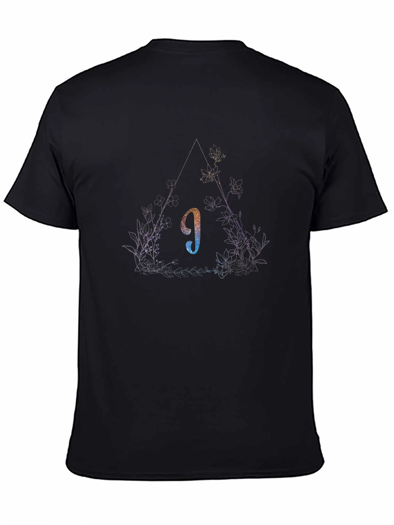 Mens Black Graphic Tee - Mystical Triangle Design