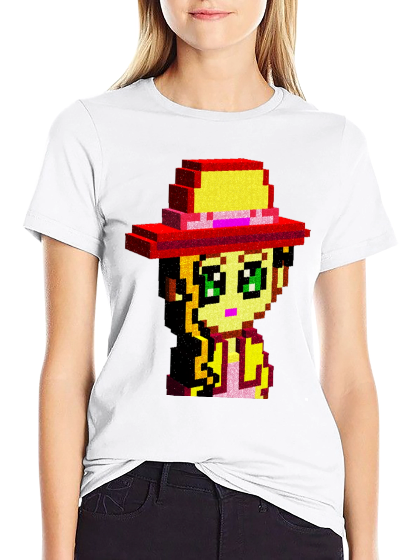 Pixel Art Girl T-Shirt - Retro Gaming Style
