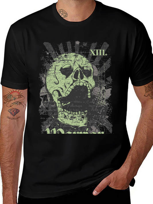 Skull Graphic Print Tee - Mens Black T-Shirt
