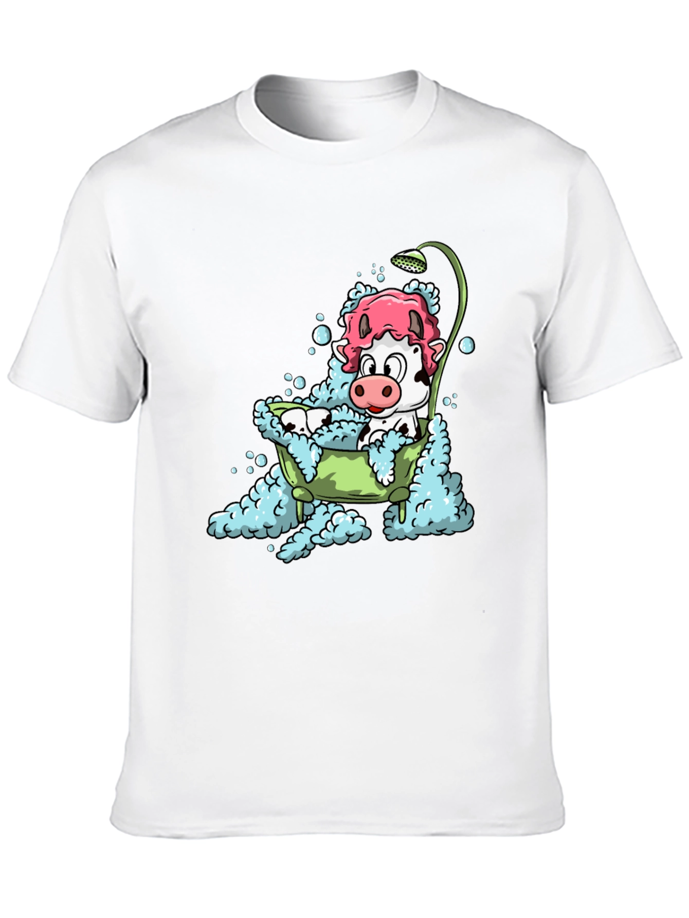 Cow Bathtub T-Shirt - Cartoon Bovine in Bubbles
