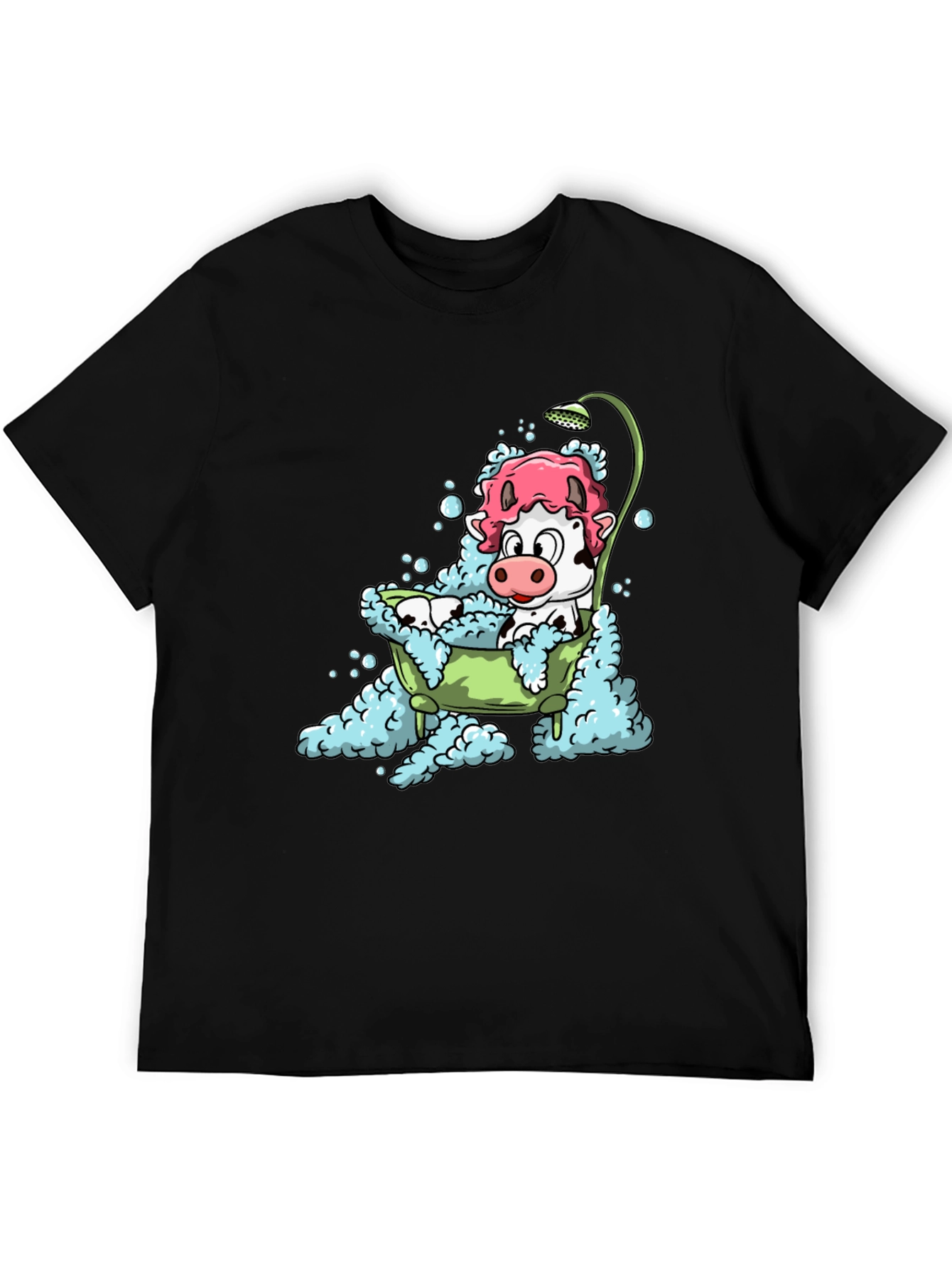 Cow Bathtub T-Shirt - Cartoon Bovine in Bubbles