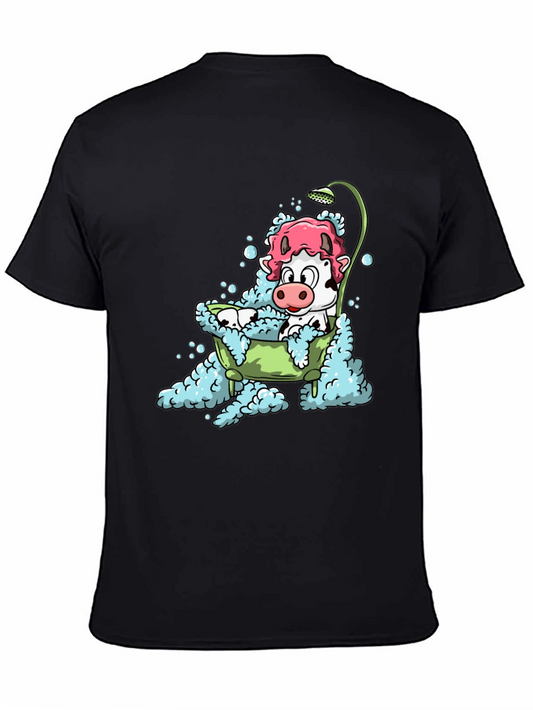 Cow Bathtub T-Shirt - Cartoon Bovine in Bubbles