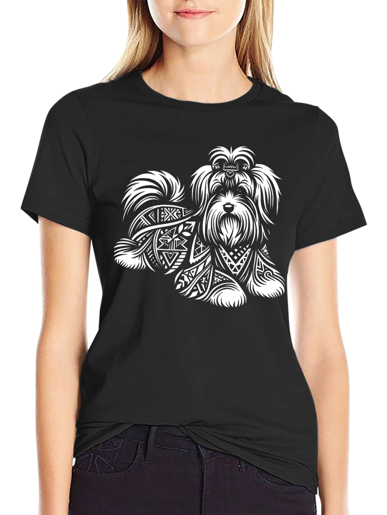 Dog Lover T-Shirt: Stylish Canine Tribal Art Tee