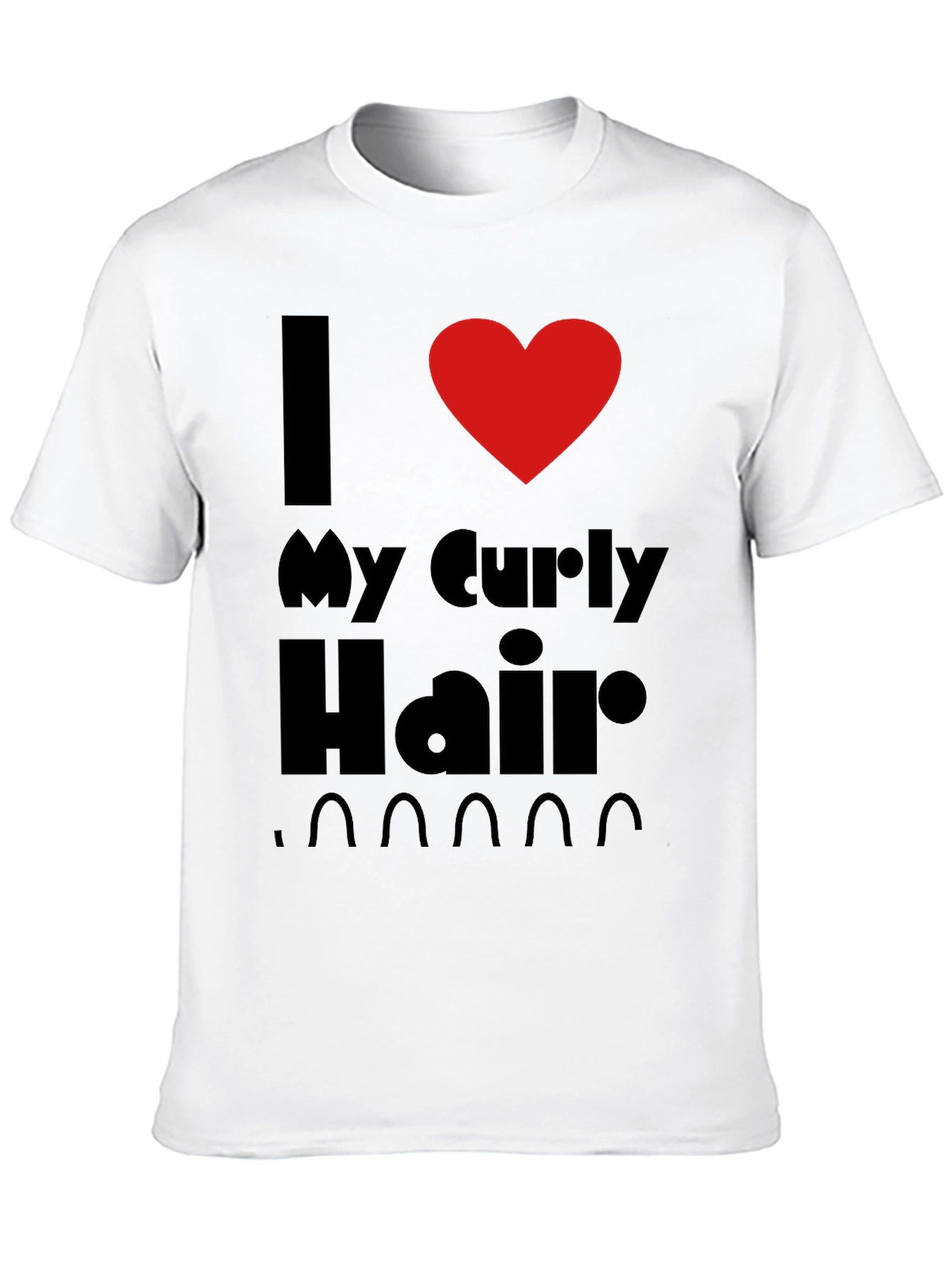 I Heart My Curly Hair Graphic Tee - Black
