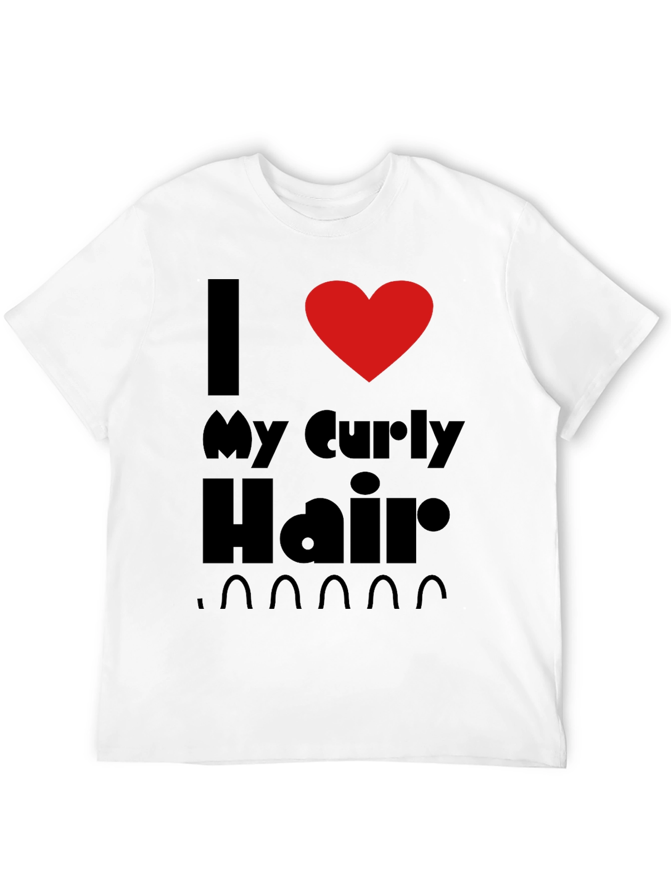 I Heart My Curly Hair Graphic Tee - Black