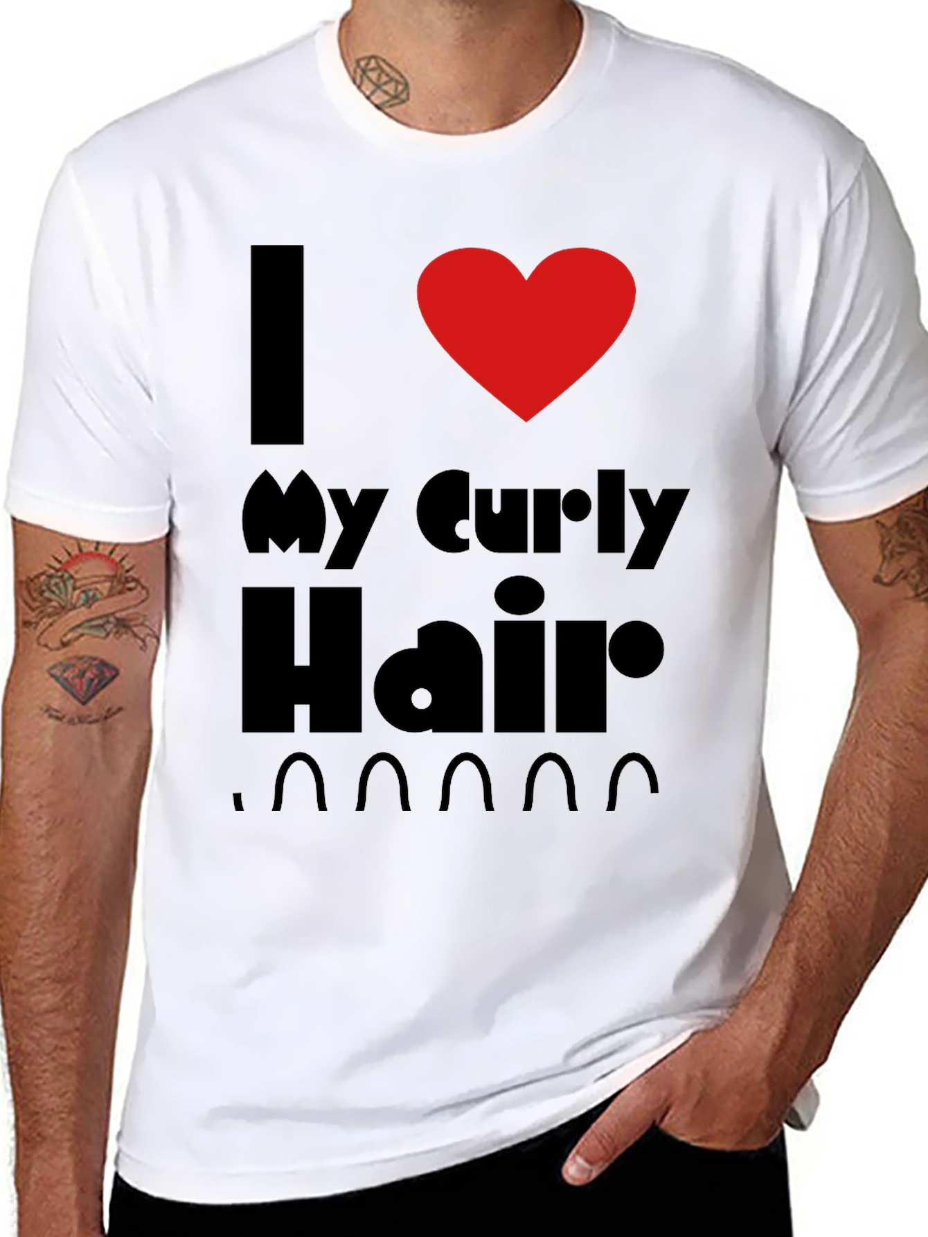I Heart My Curly Hair Graphic Tee - Black