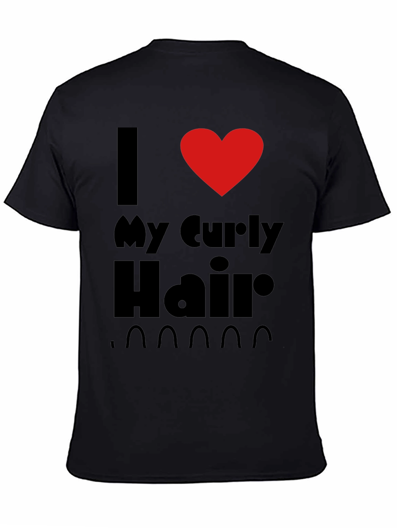 I Heart My Curly Hair Graphic Tee - Black