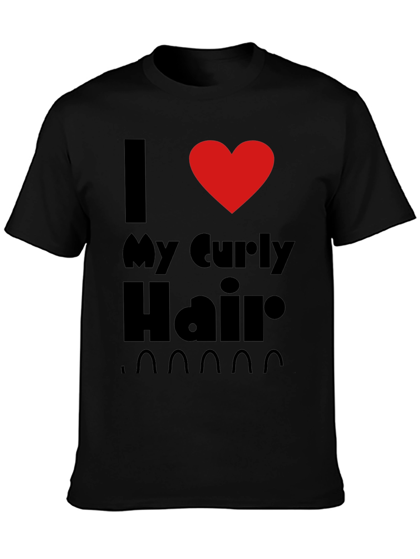 I Heart My Curly Hair Graphic Tee - Black
