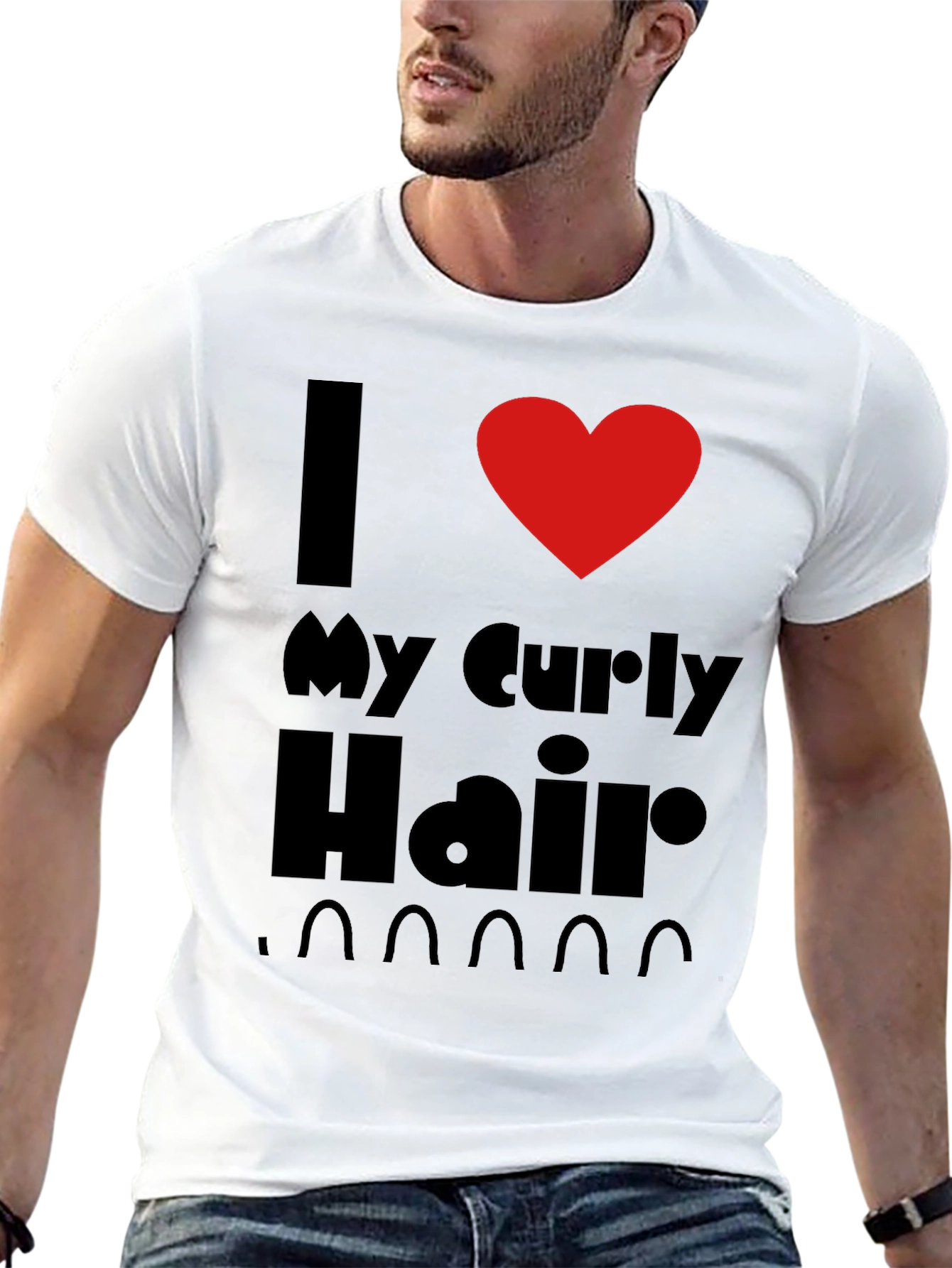 I Heart My Curly Hair Graphic Tee - Black