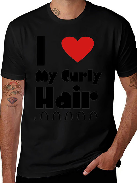I Heart My Curly Hair Graphic Tee - Black