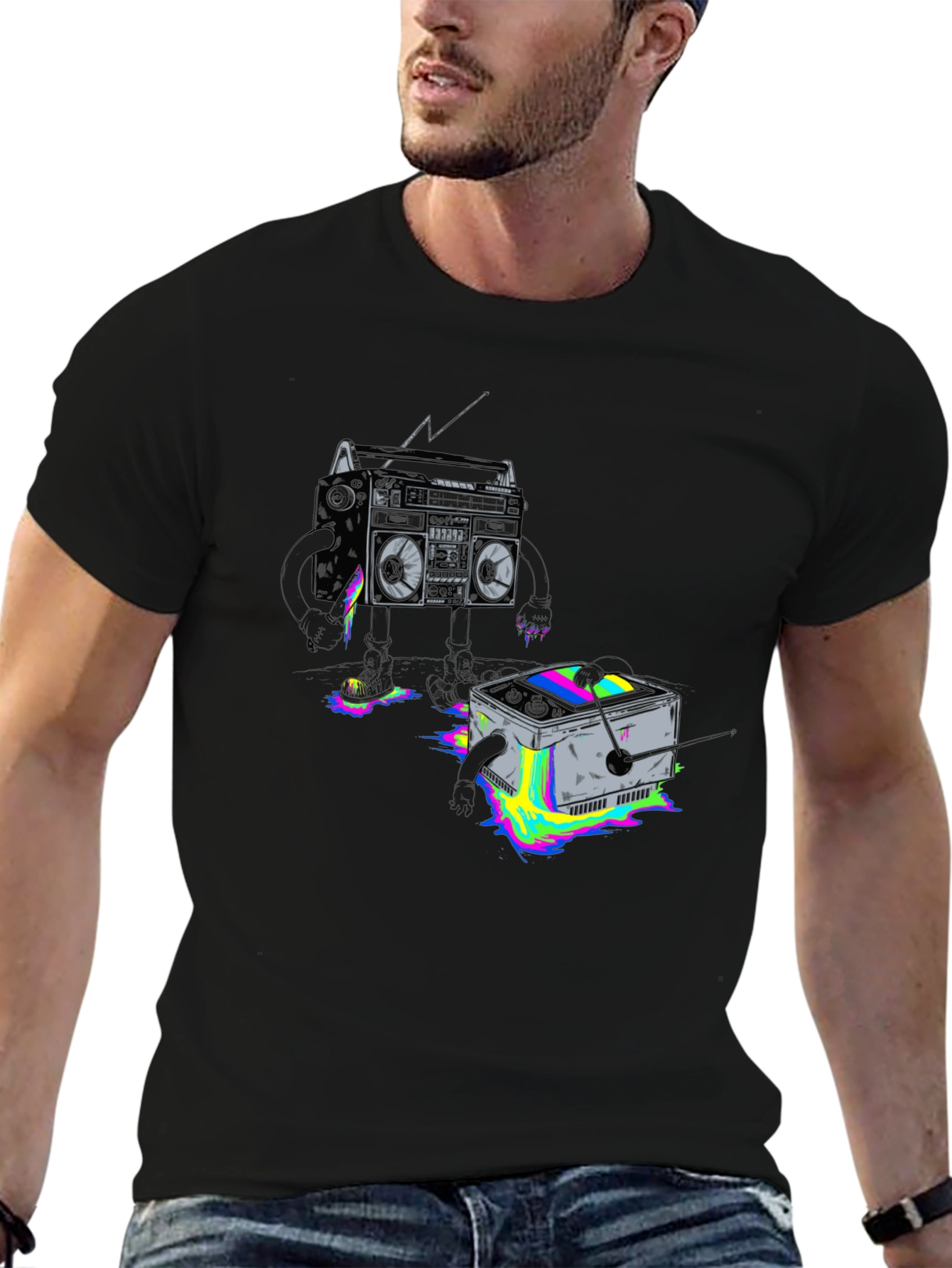 Retro Boombox vs. Cube T-Shirt