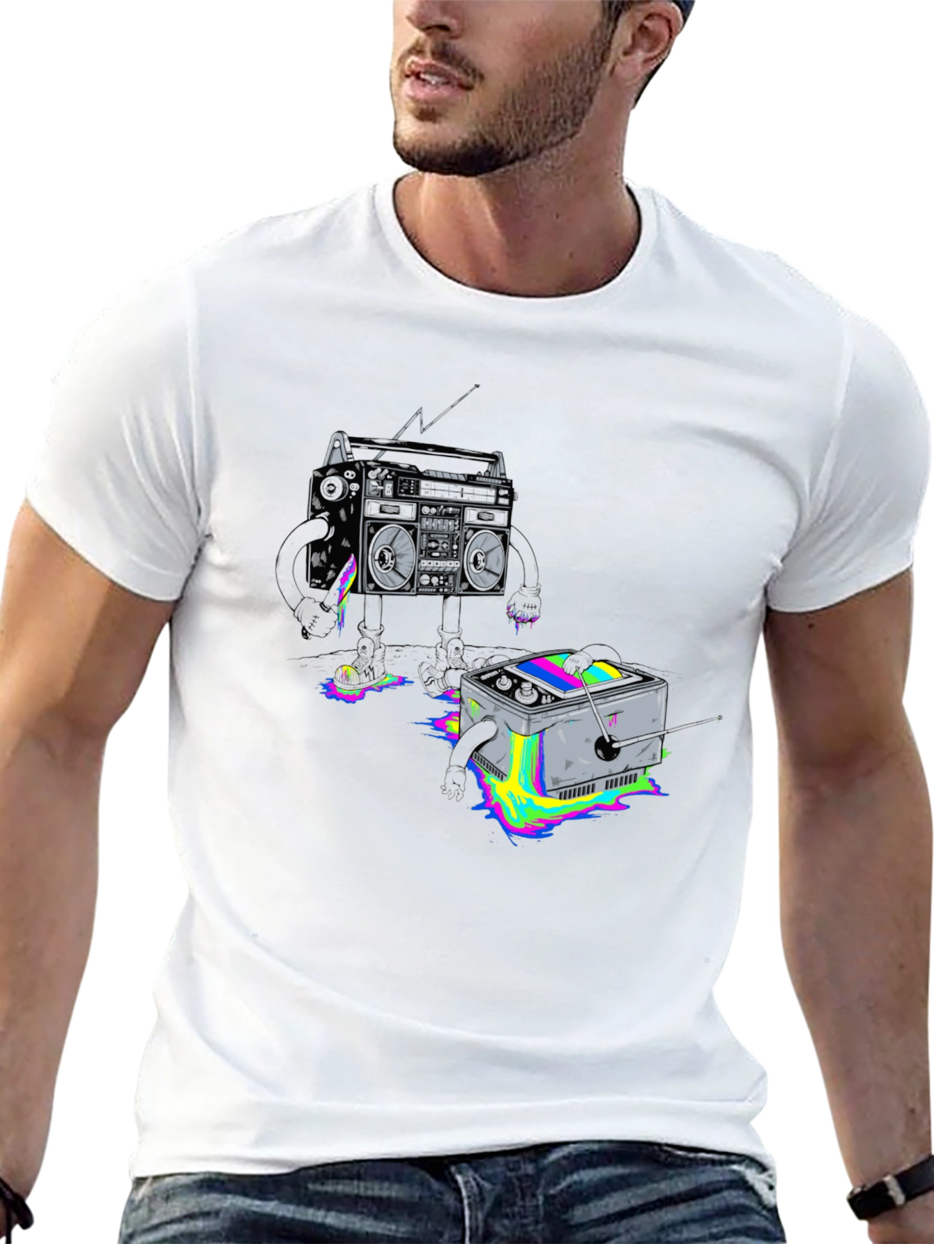 Retro Boombox vs. Cube T-Shirt