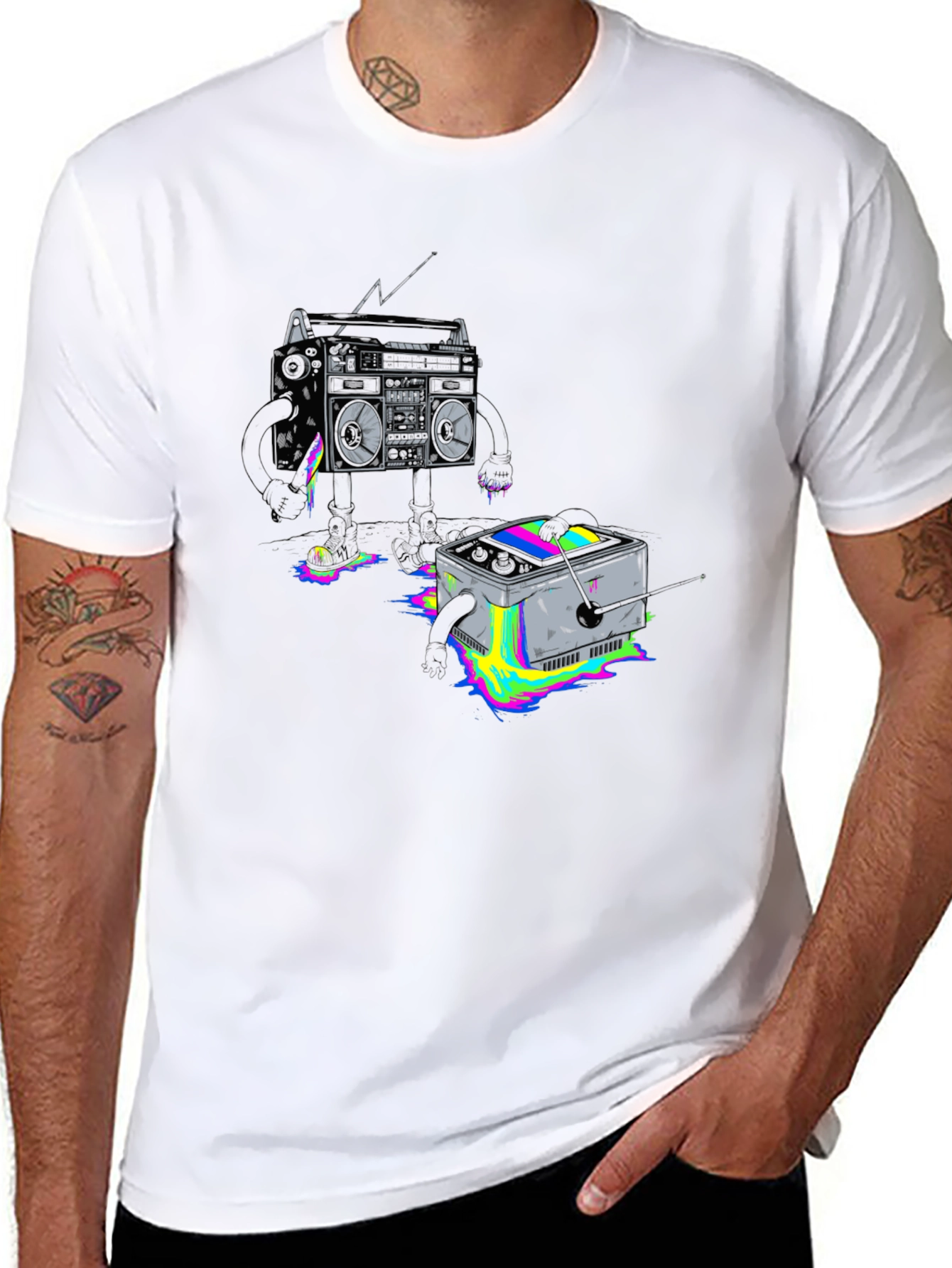 Retro Boombox vs. Cube T-Shirt