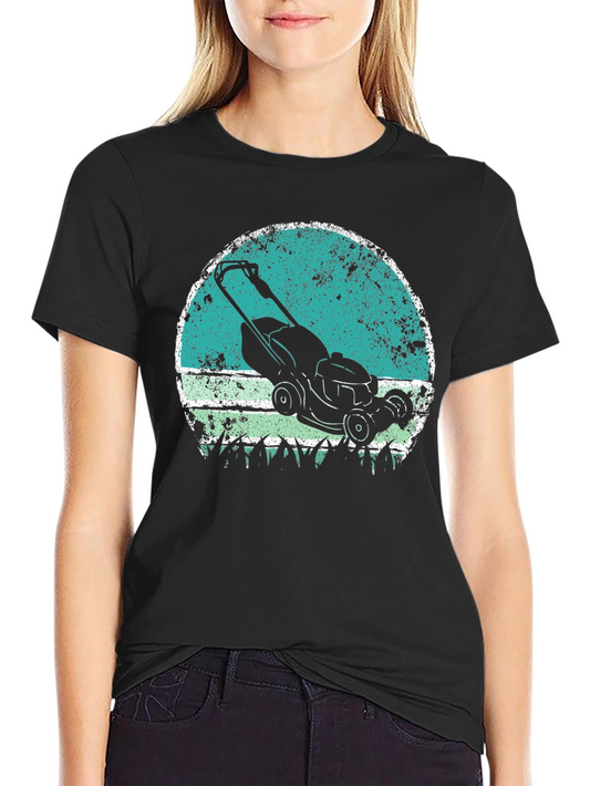 Lawn Mower Graphic Tee - Black Cotton Blend