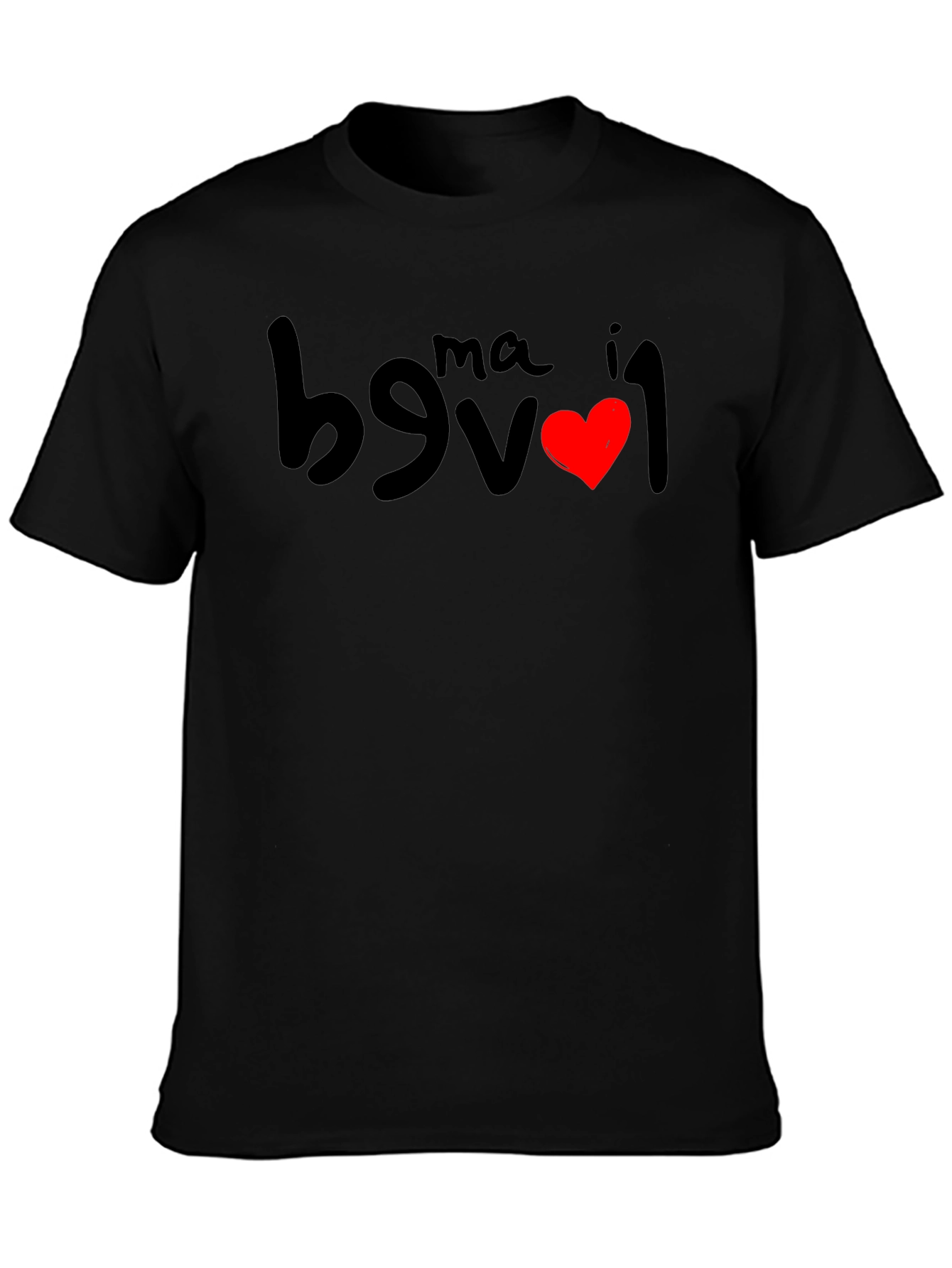 I Love Ma Black T-Shirt - Funny Inverted Design