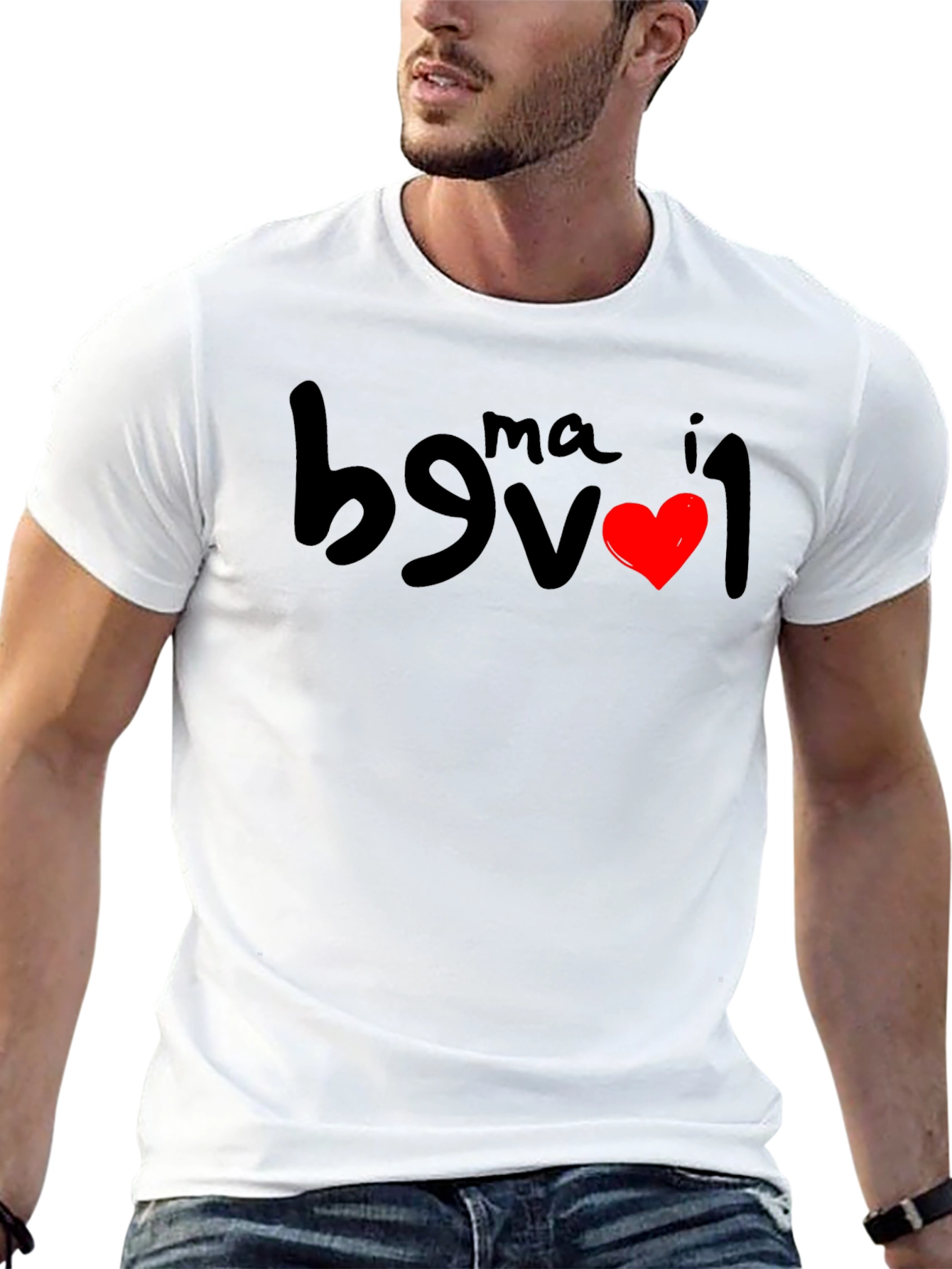 I Love Ma Black T-Shirt - Funny Inverted Design