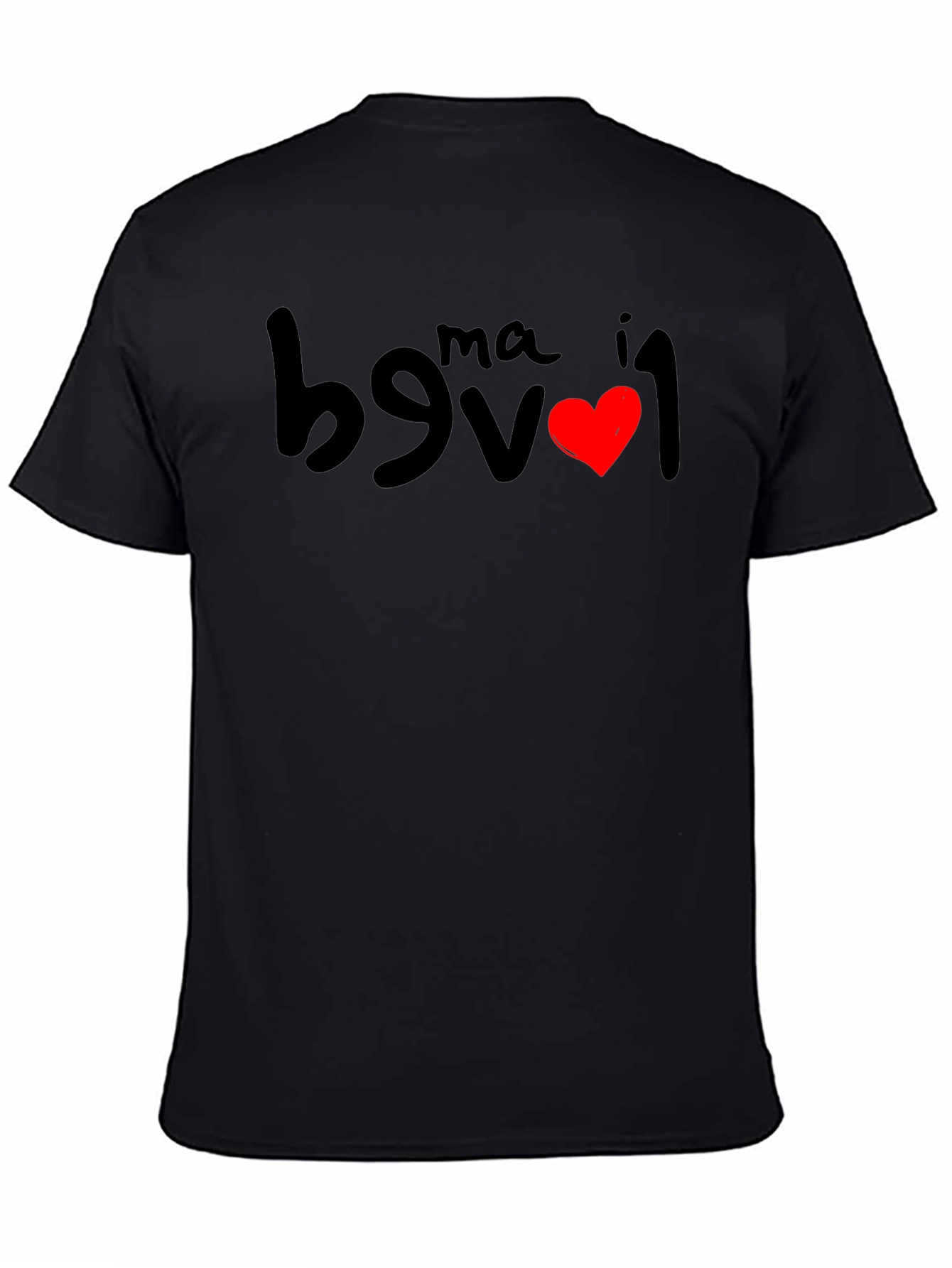 I Love Ma Black T-Shirt - Funny Inverted Design