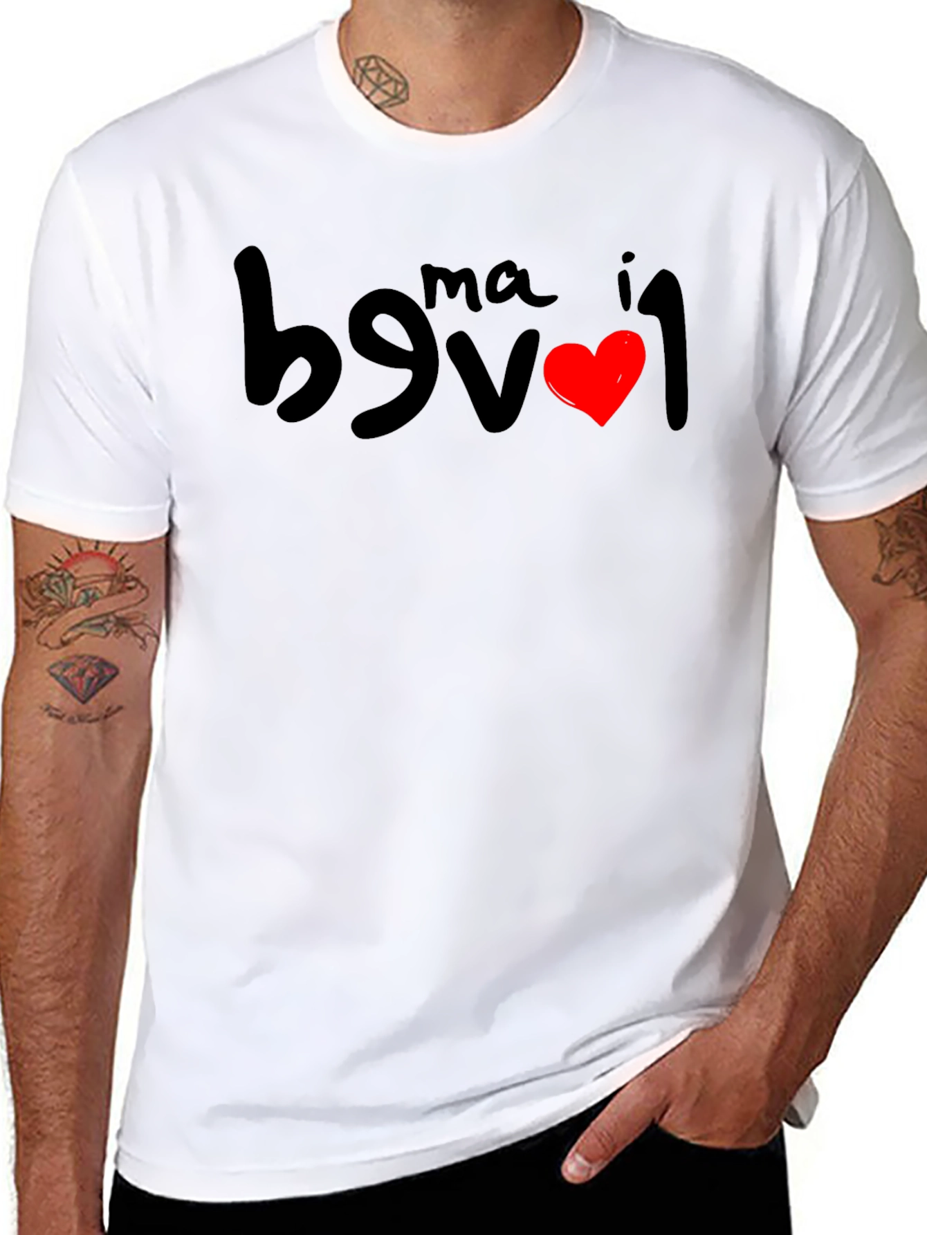 I Love Ma Black T-Shirt - Funny Inverted Design