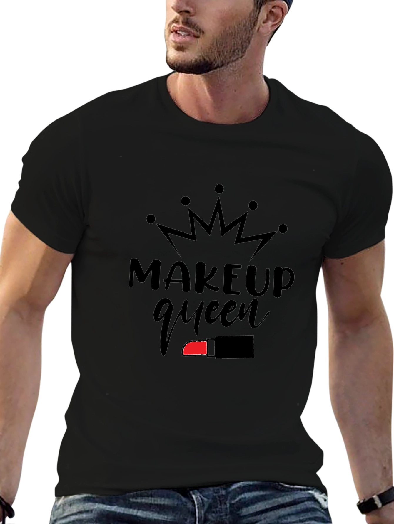 Makeup Queen Graphic Tee - Black Cotton Shirt