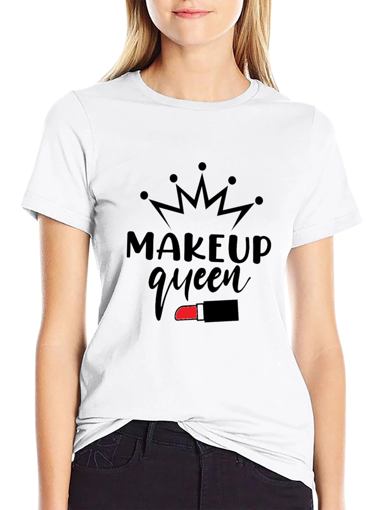 Makeup Queen Graphic Tee - Black Cotton Shirt