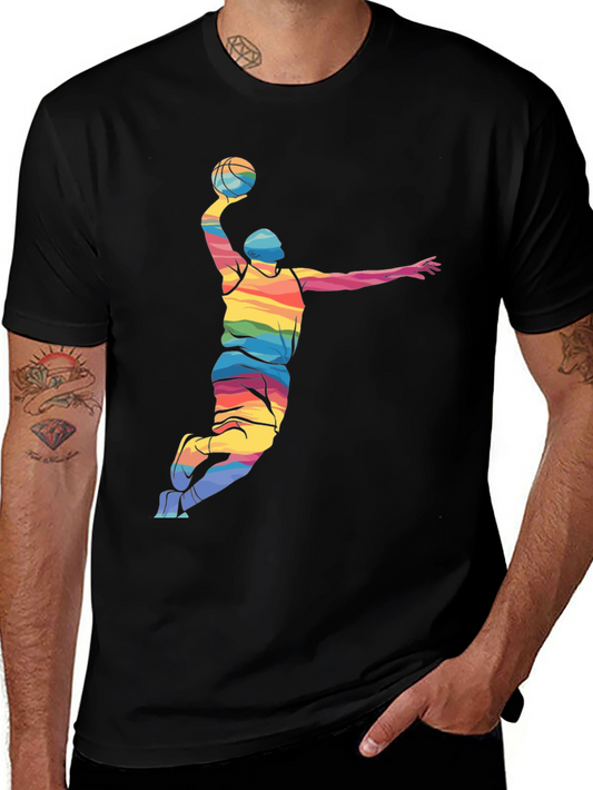 Rainbow Basketball Player Graphic Tee