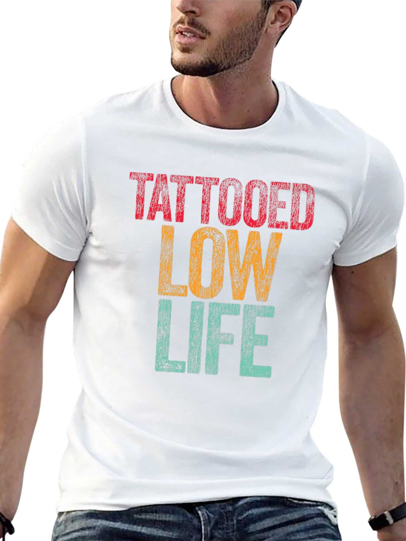 Tattooed Low Life Graphic T-Shirt - Novelty Tee
