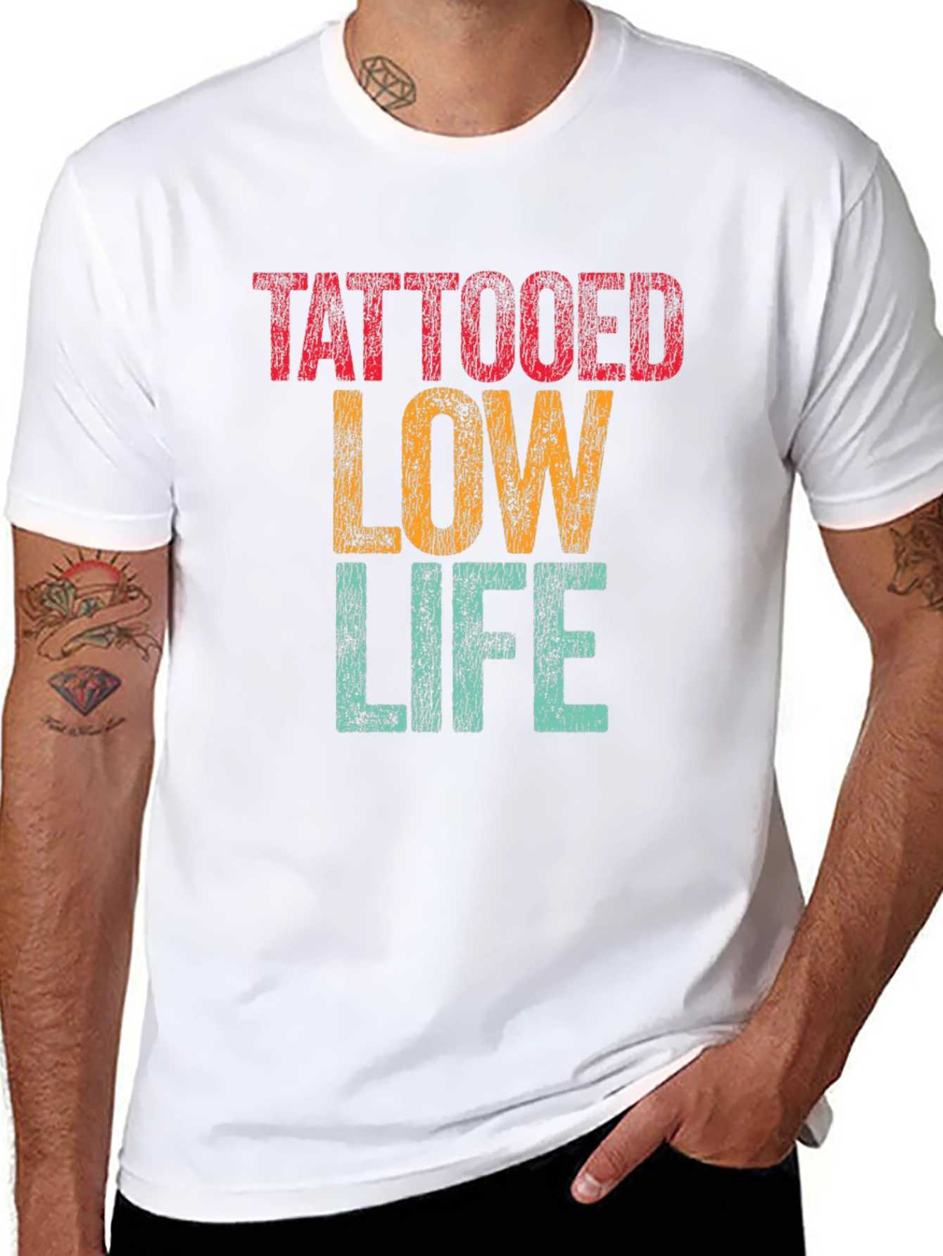 Tattooed Low Life Graphic T-Shirt - Novelty Tee