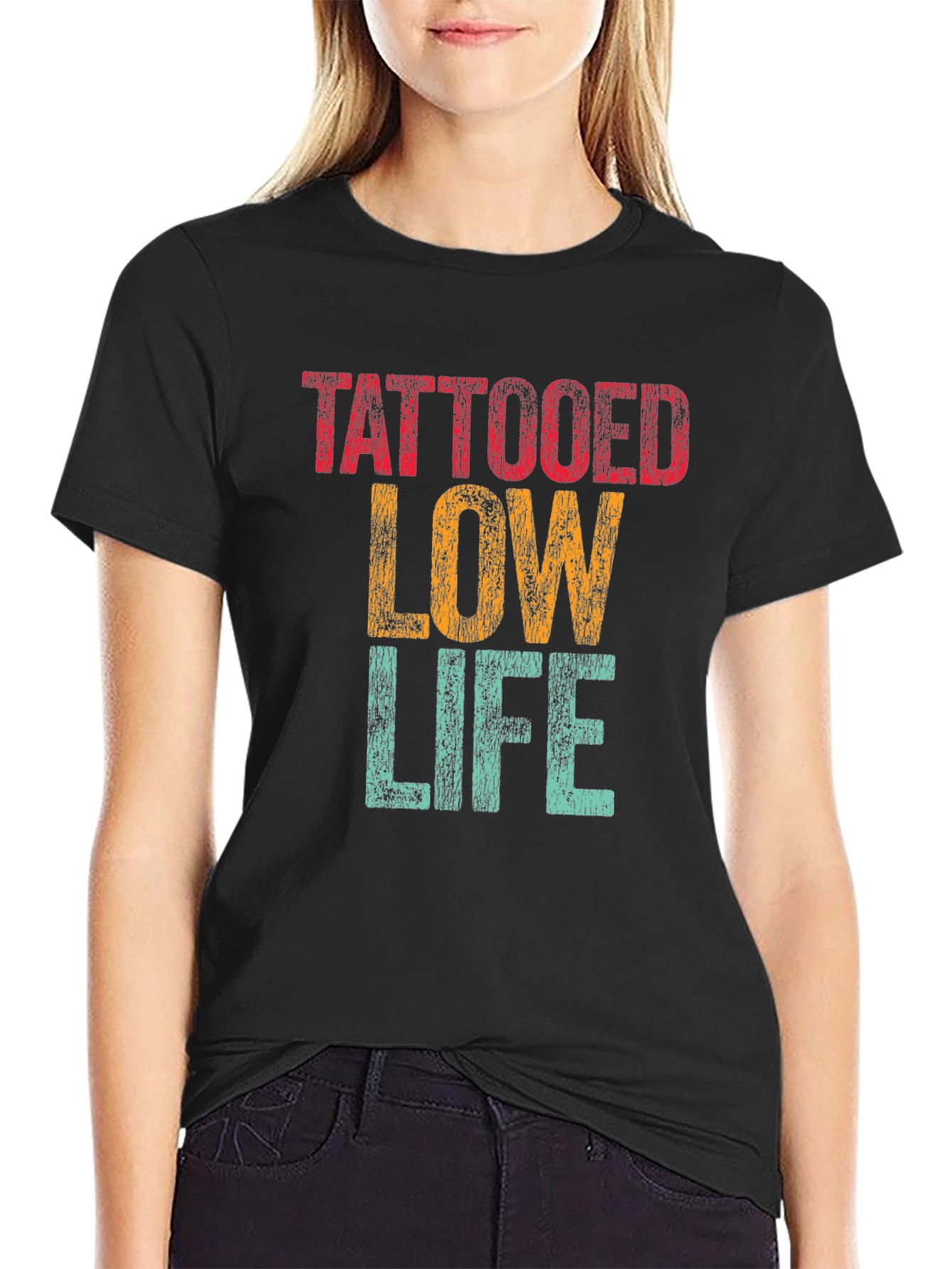 Tattooed Low Life Graphic T-Shirt - Novelty Tee