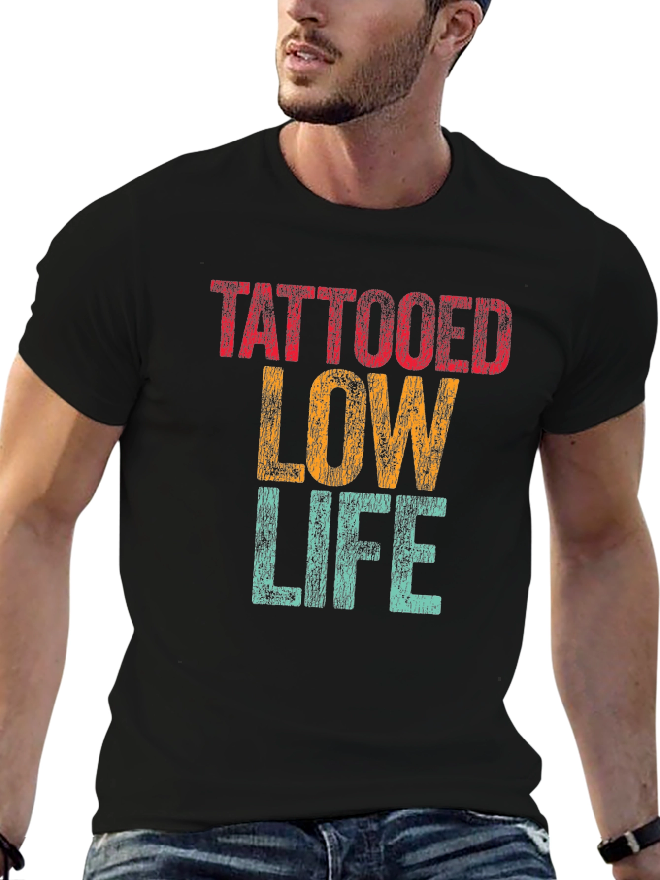 Tattooed Low Life Graphic T-Shirt - Novelty Tee