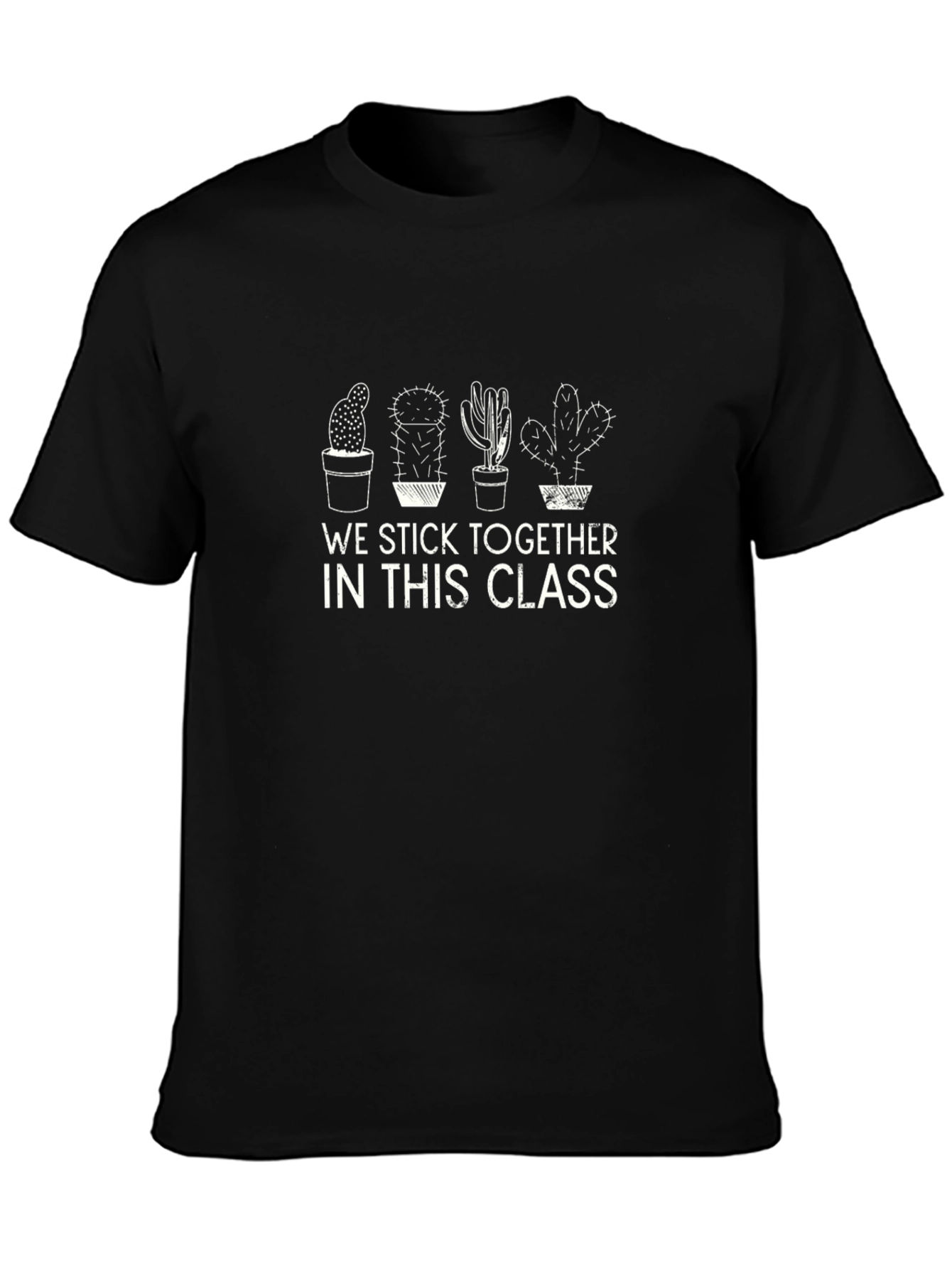 Cactus Graphic T-Shirt - We Stick Together Black Tee