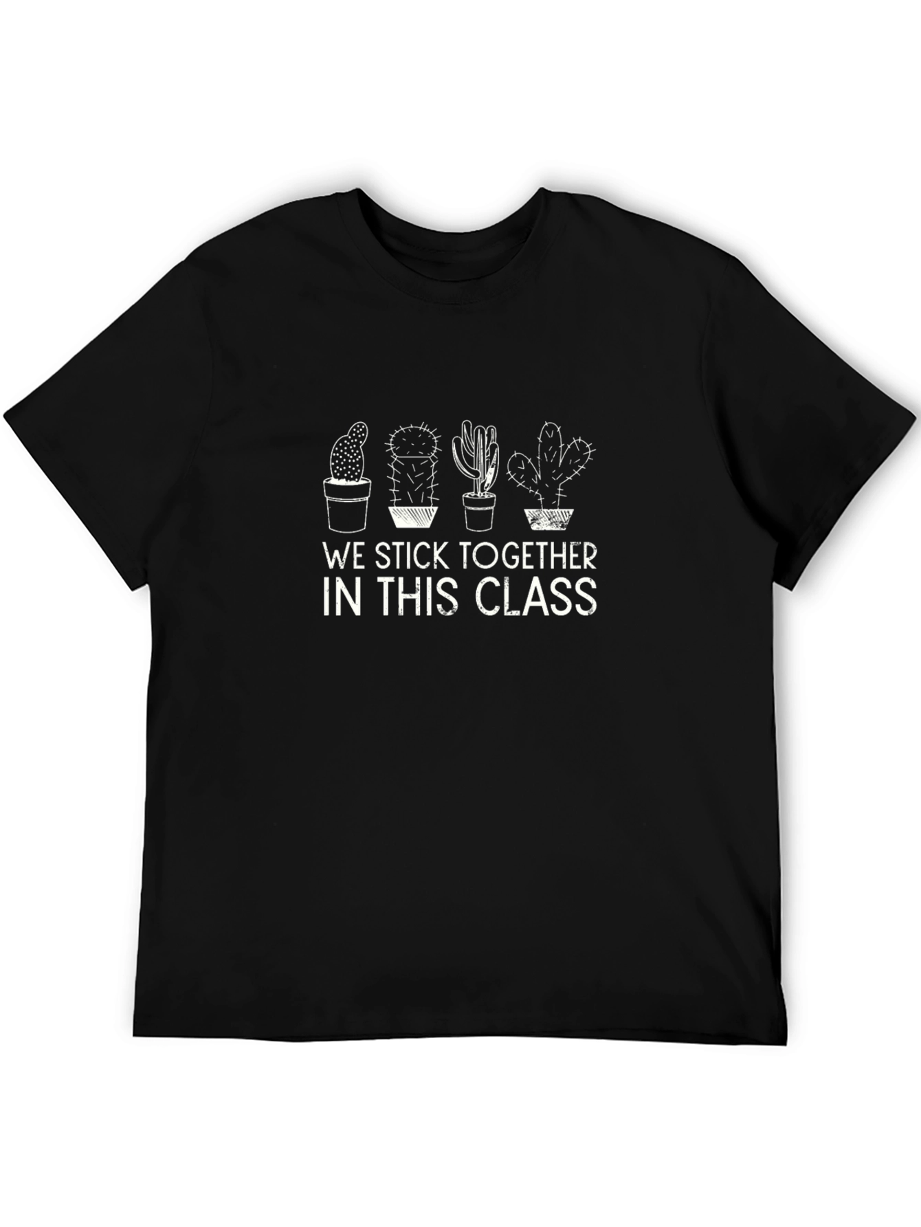 Cactus Graphic T-Shirt - We Stick Together Black Tee