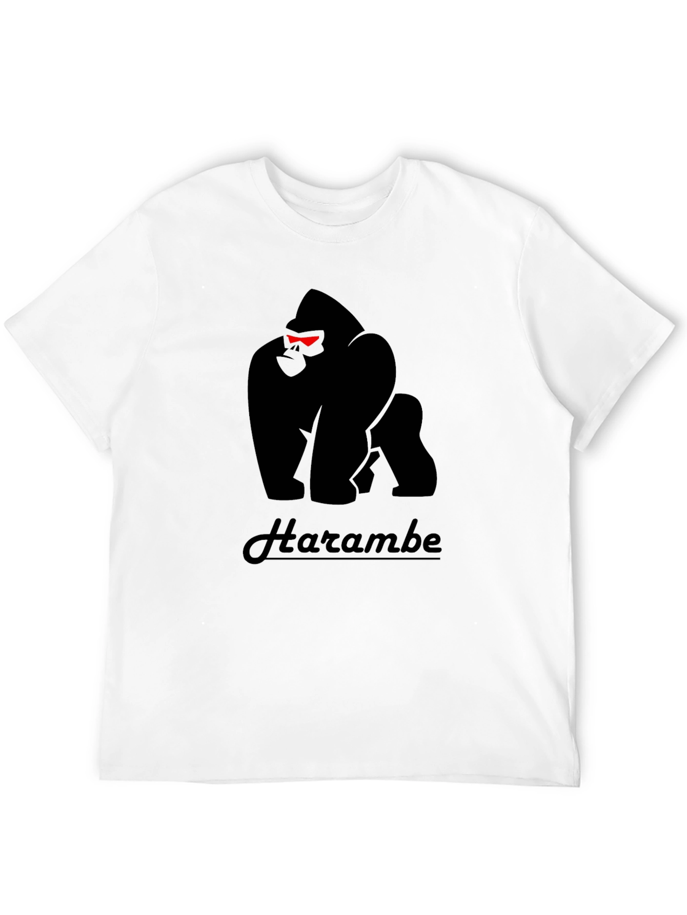 Harambe Gorilla Graphic T-Shirt - Black Crew Neck