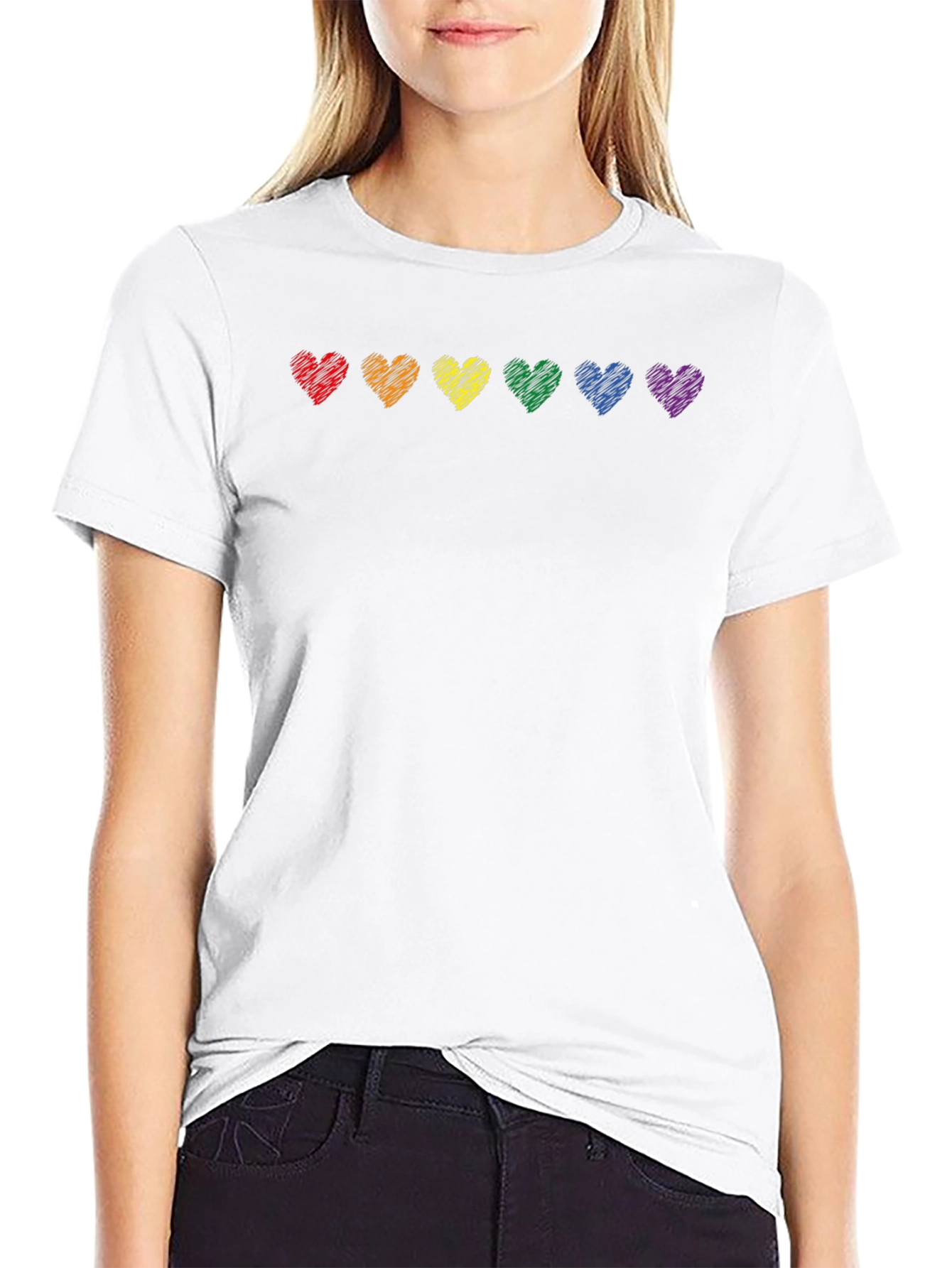 Rainbow Heart Pride T-Shirt - Black