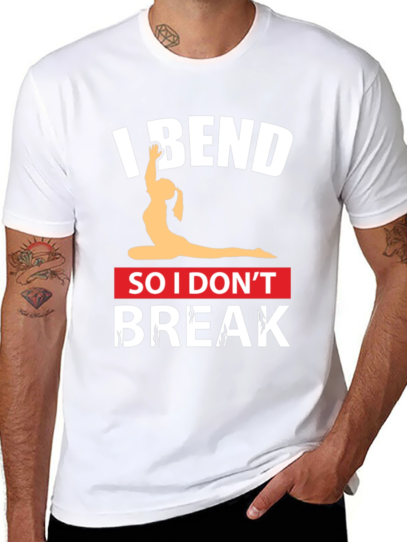 I Bend So I Dont Break Black Yoga T-Shirt