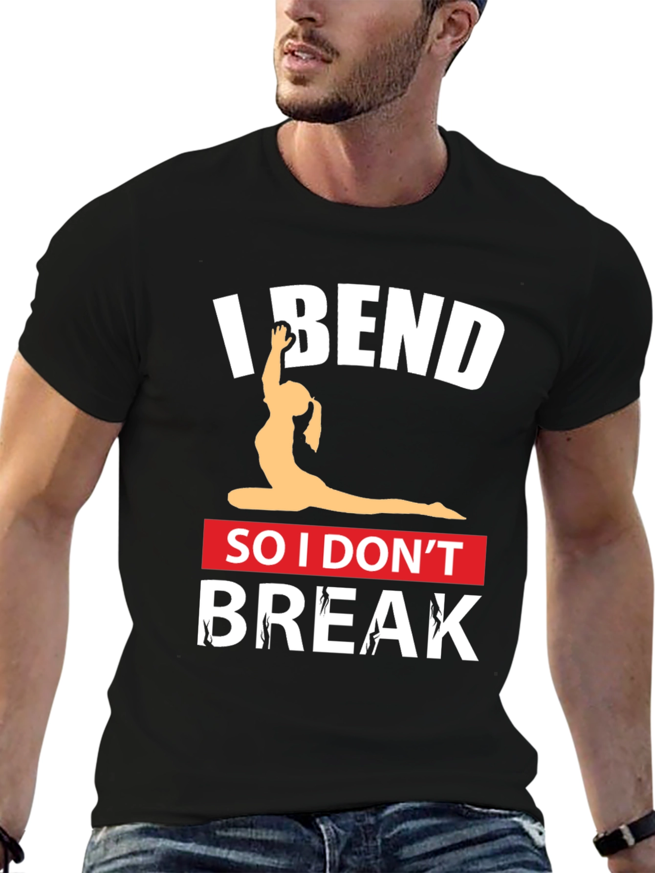I Bend So I Dont Break Black Yoga T-Shirt