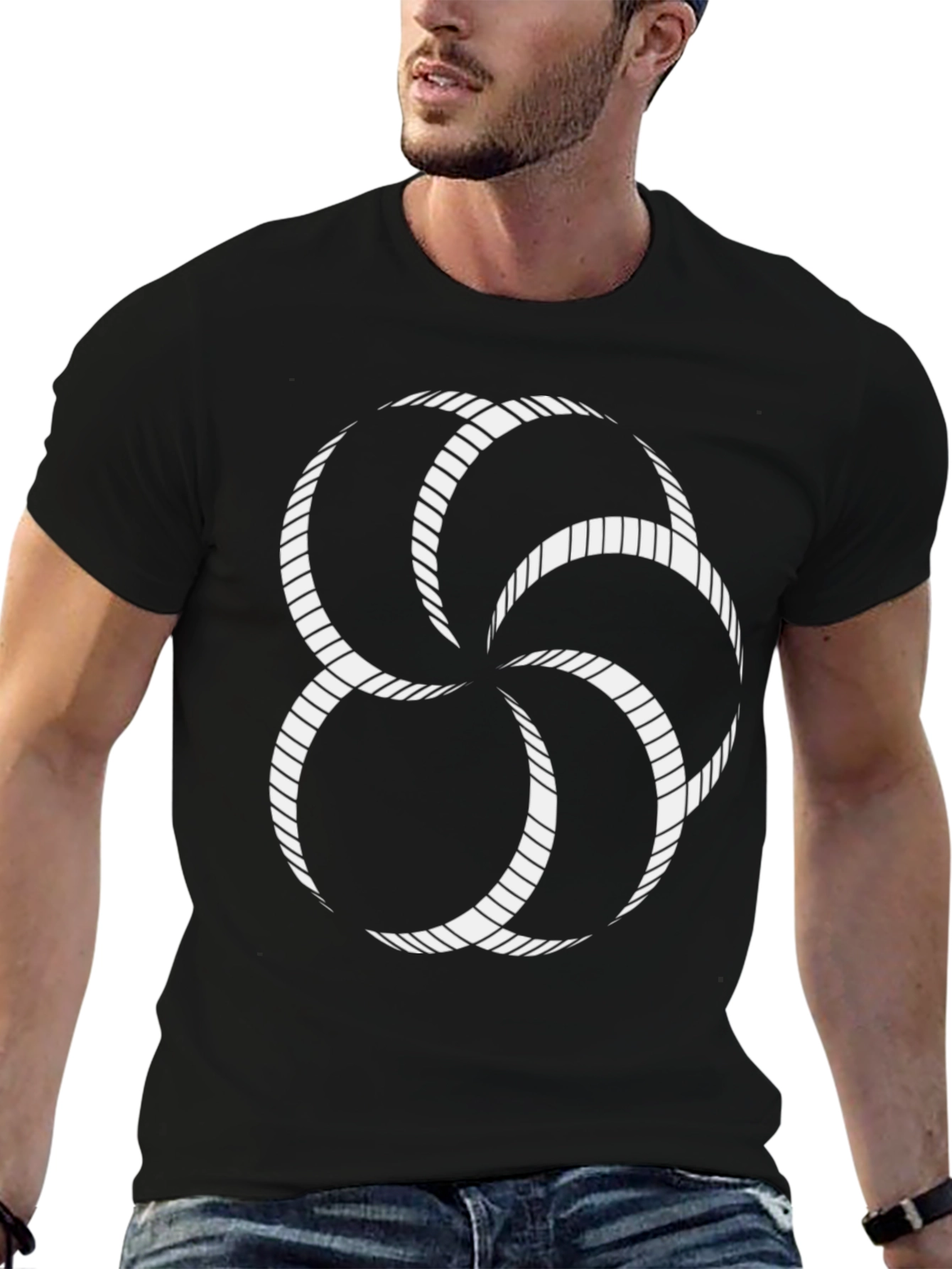 Abstract Geometric Design Black T-Shirt