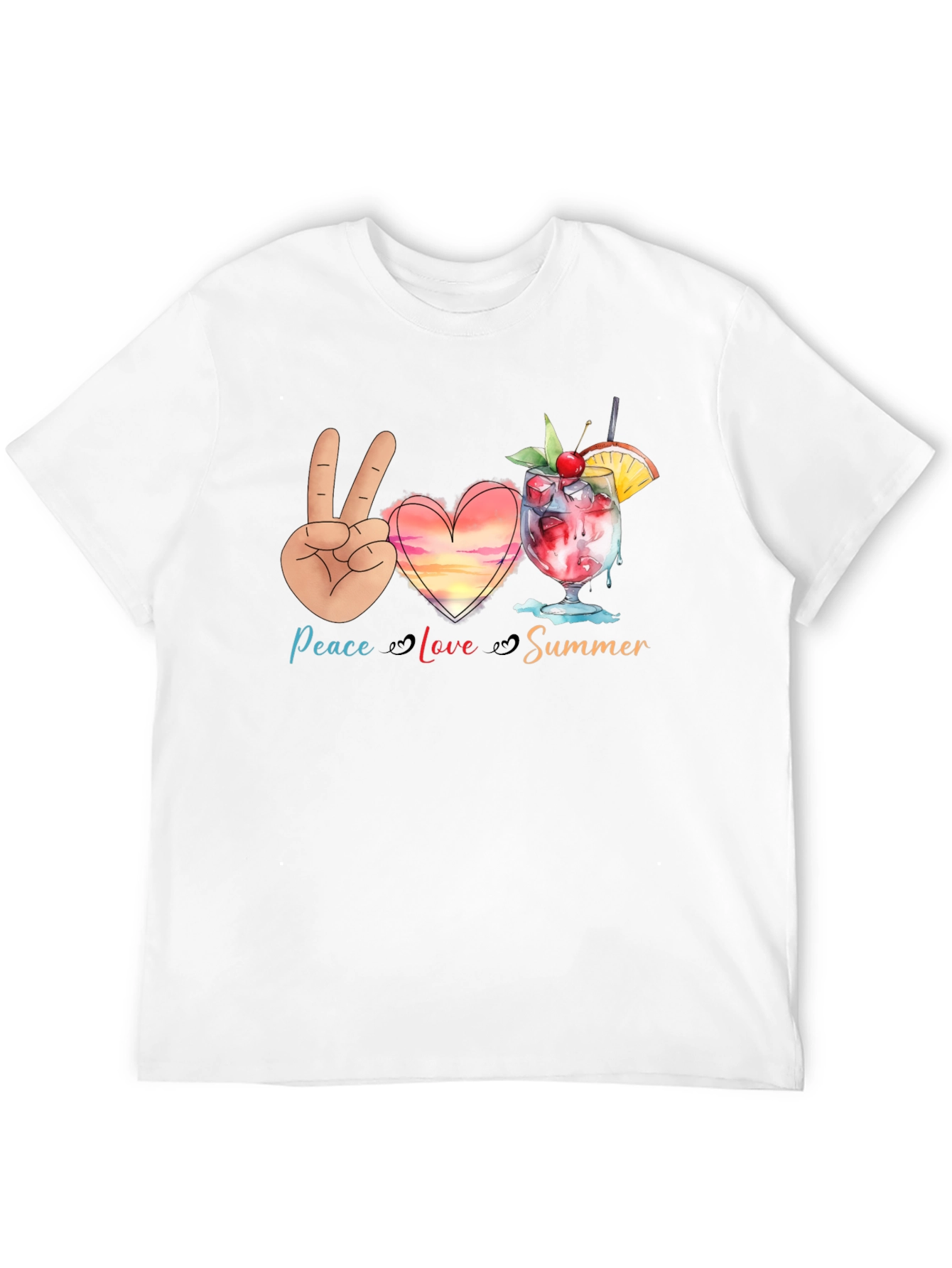 Peace Love Summer Graphic T-Shirt - Black