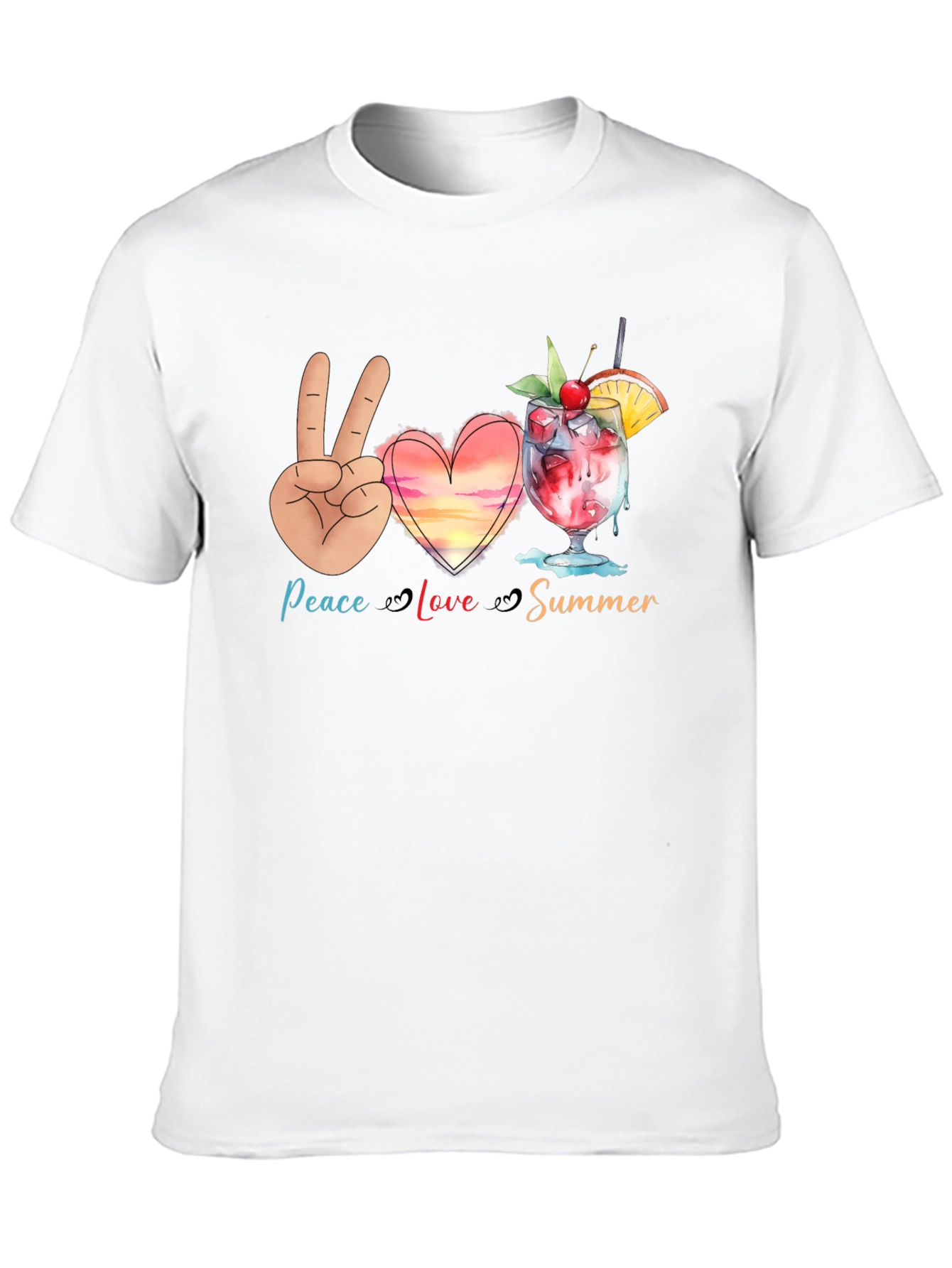Peace Love Summer Graphic T-Shirt - Black