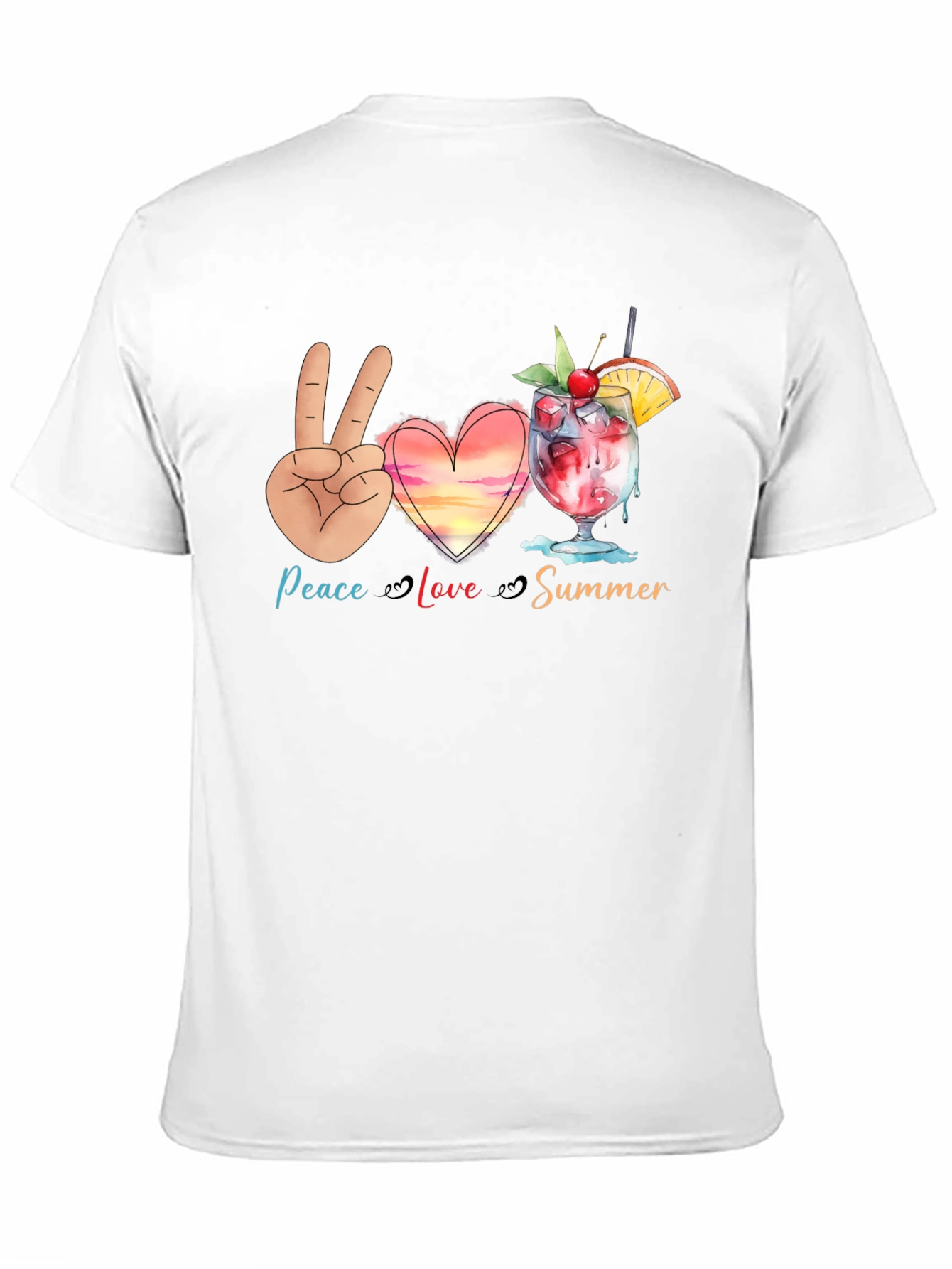 Peace Love Summer Graphic T-Shirt - Black