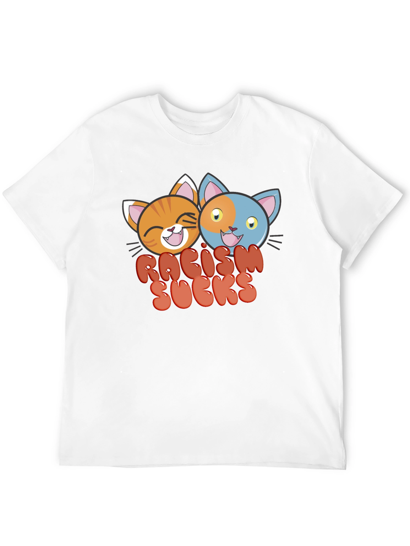 Racism Sucks T-Shirt with Cartoon Cats