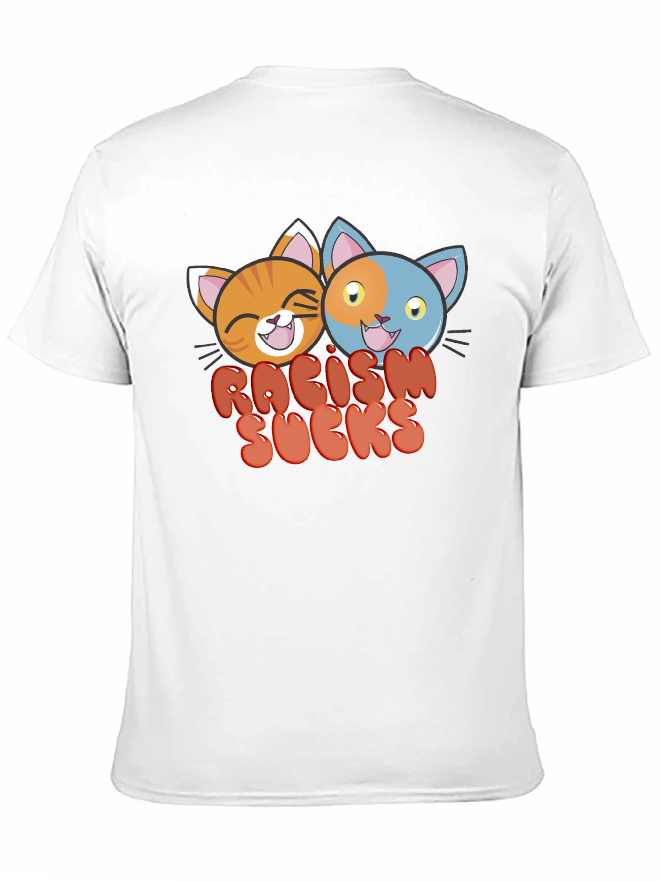Racism Sucks T-Shirt with Cartoon Cats