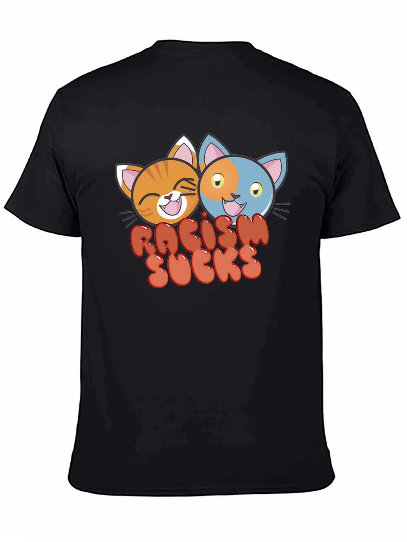 Racism Sucks T-Shirt with Cartoon Cats