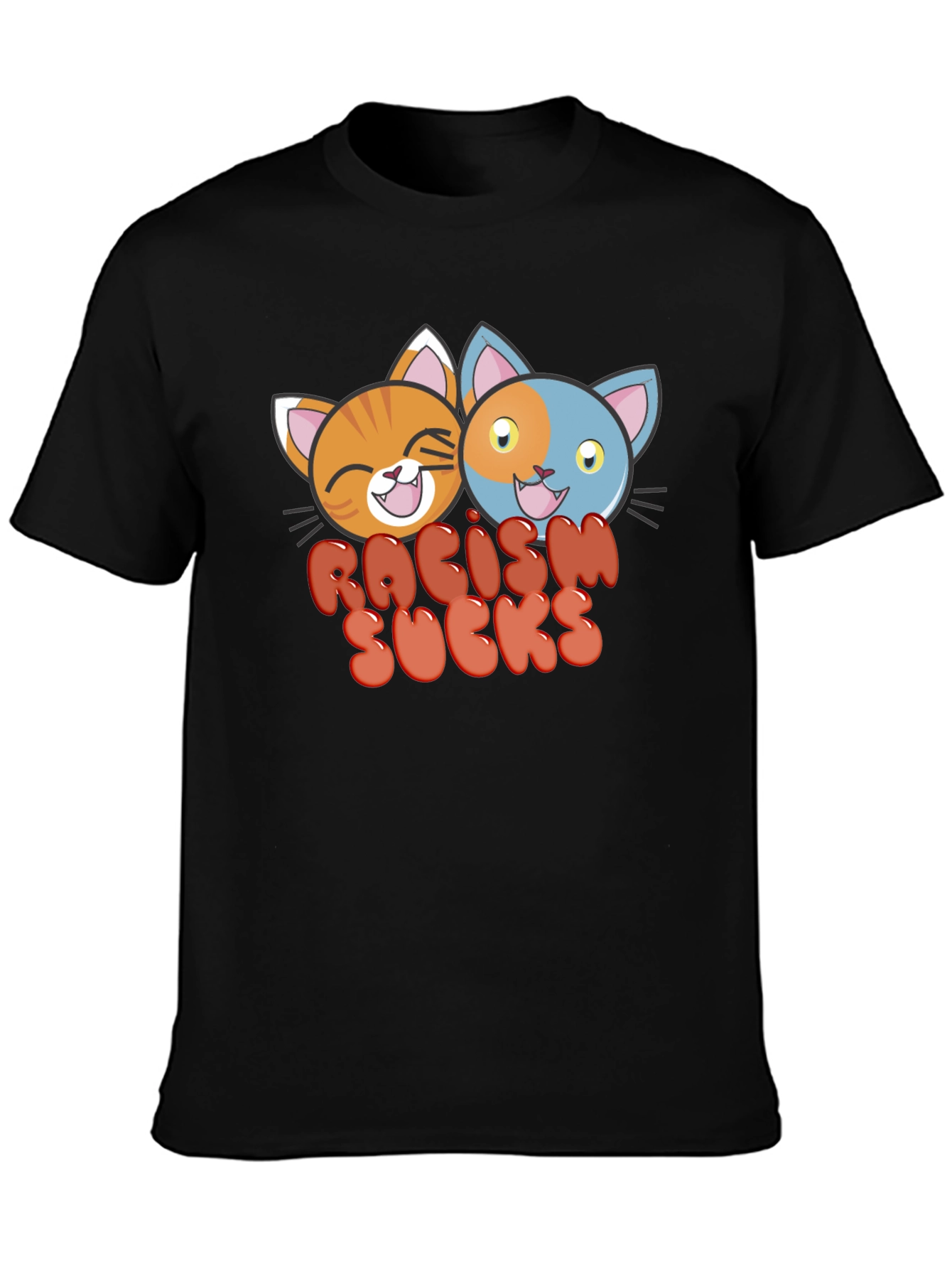 Racism Sucks T-Shirt with Cartoon Cats