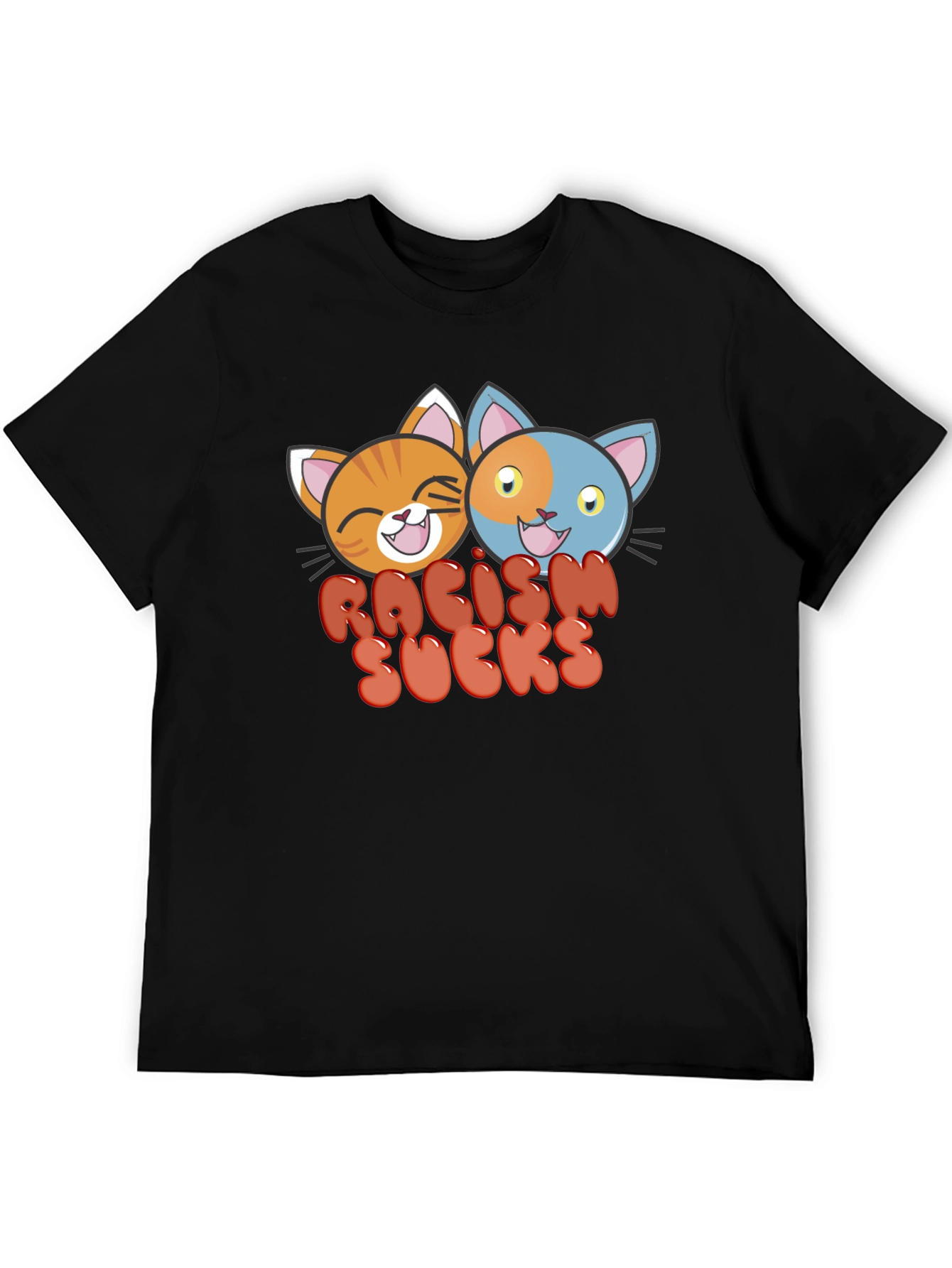 Racism Sucks T-Shirt with Cartoon Cats