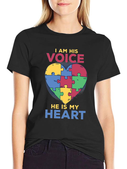 Autism Awareness T-Shirt: I Am His Voice He Is My Heart