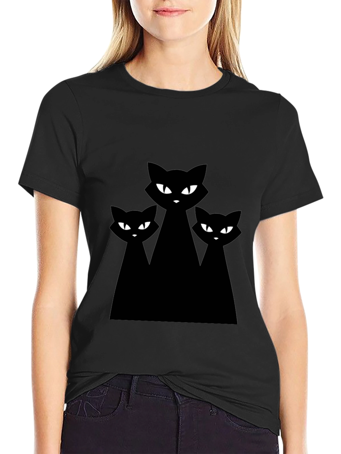 Black Cat Graphic Tee - Unisex Halloween Shirt